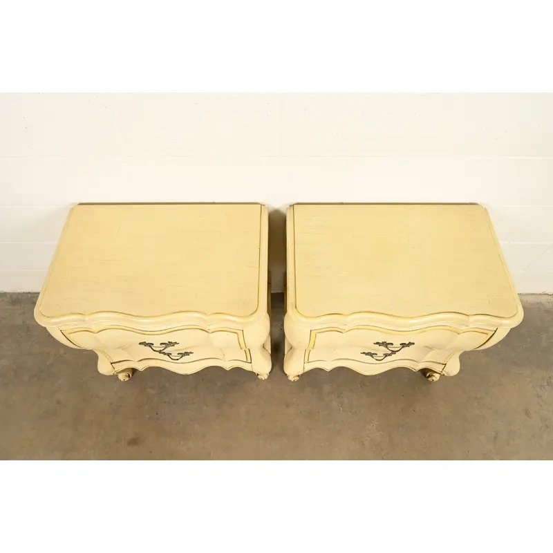 White Furniture French Provincial Louis XV Cream Lacquered Nightstands, Pair - Image 7