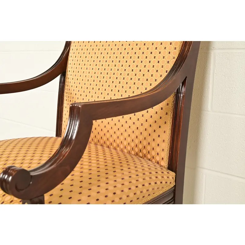 Baker Furniture Style Regency Carved Mahogany and Gold Gilt Dining Chairs, Set of Eight - Image 8