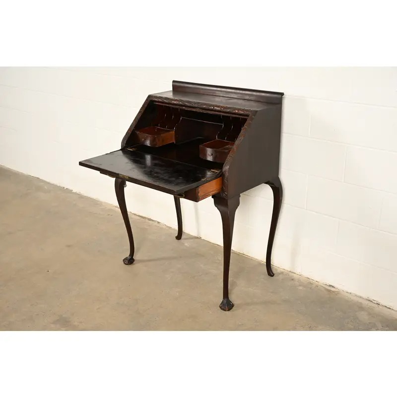 Berkey & Gay Style Antique Queen Anne Mahogany Slant Front Secretary Desk, Circa 1900 - Image 8