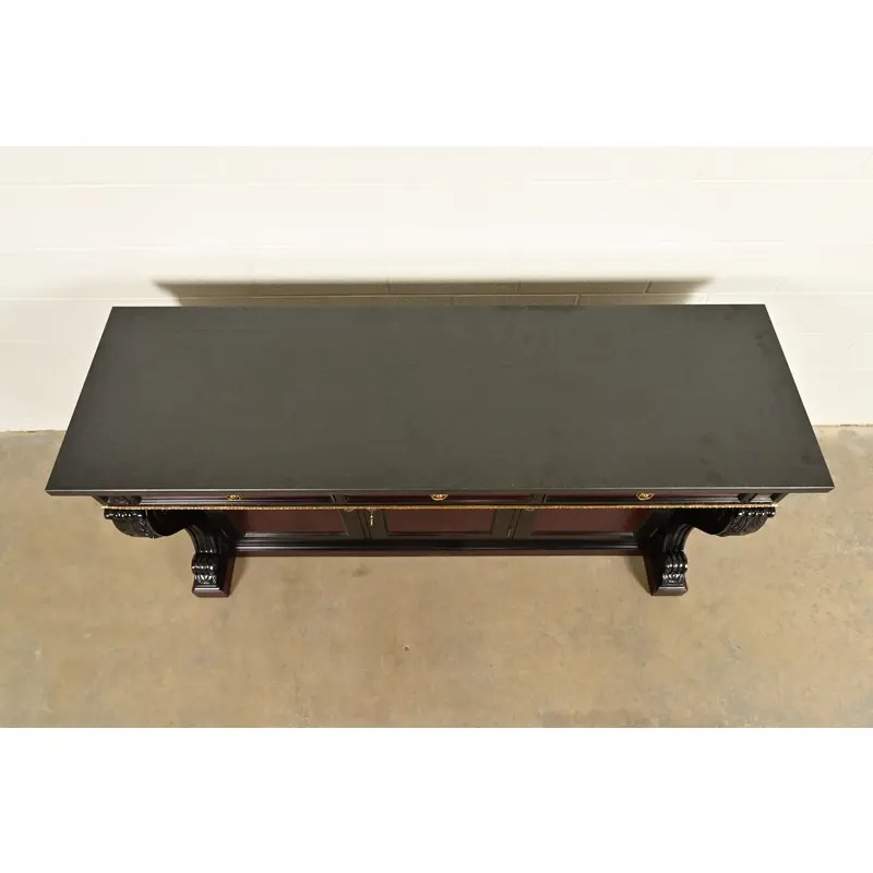 Ralph Lauren French Empire Carved Mahogany Marble Top Sideboard or Bar Cabinet - Image 8