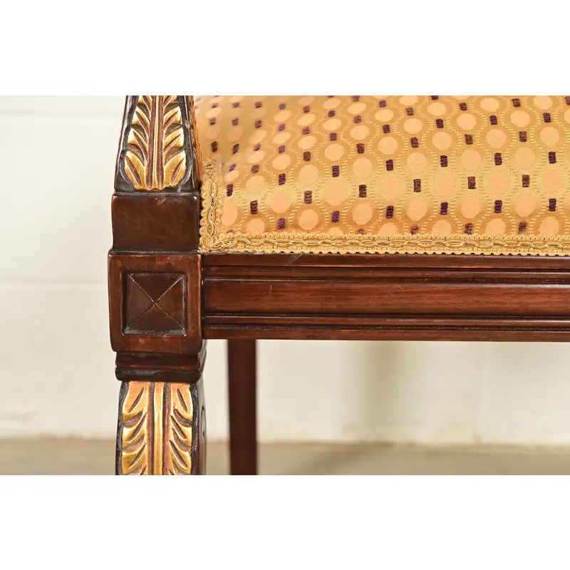 Baker Furniture Style Regency Carved Mahogany and Gold Gilt Dining Chairs, Set of Eight - Image 9