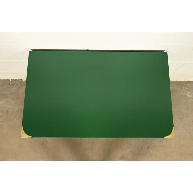 Drexel Heritage Mid-Century Hollywood Regency Campaign Green Lacquered Nightstand | Circa 1970s - Image 9