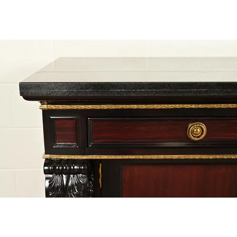 Ralph Lauren French Empire Carved Mahogany Marble Top Sideboard or Bar Cabinet - Image 9