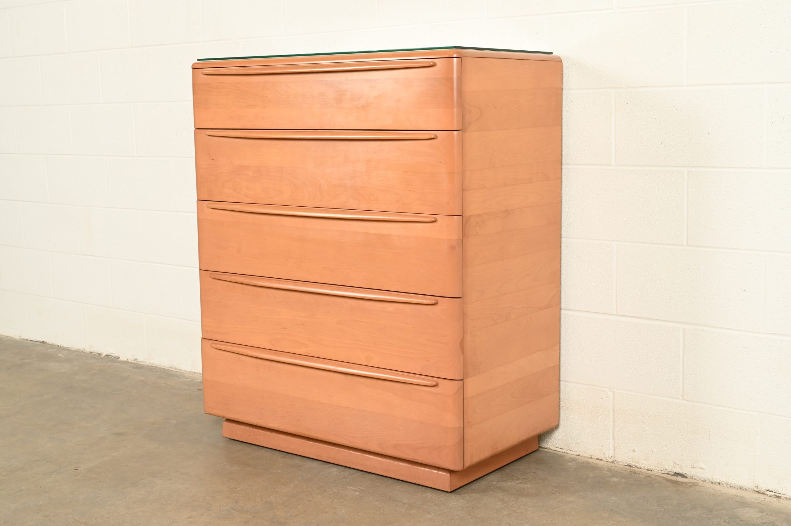 Heywood Wakefield Mid-Century Modern Solid Birch Five-Drawer Highboy Dresser, 1965