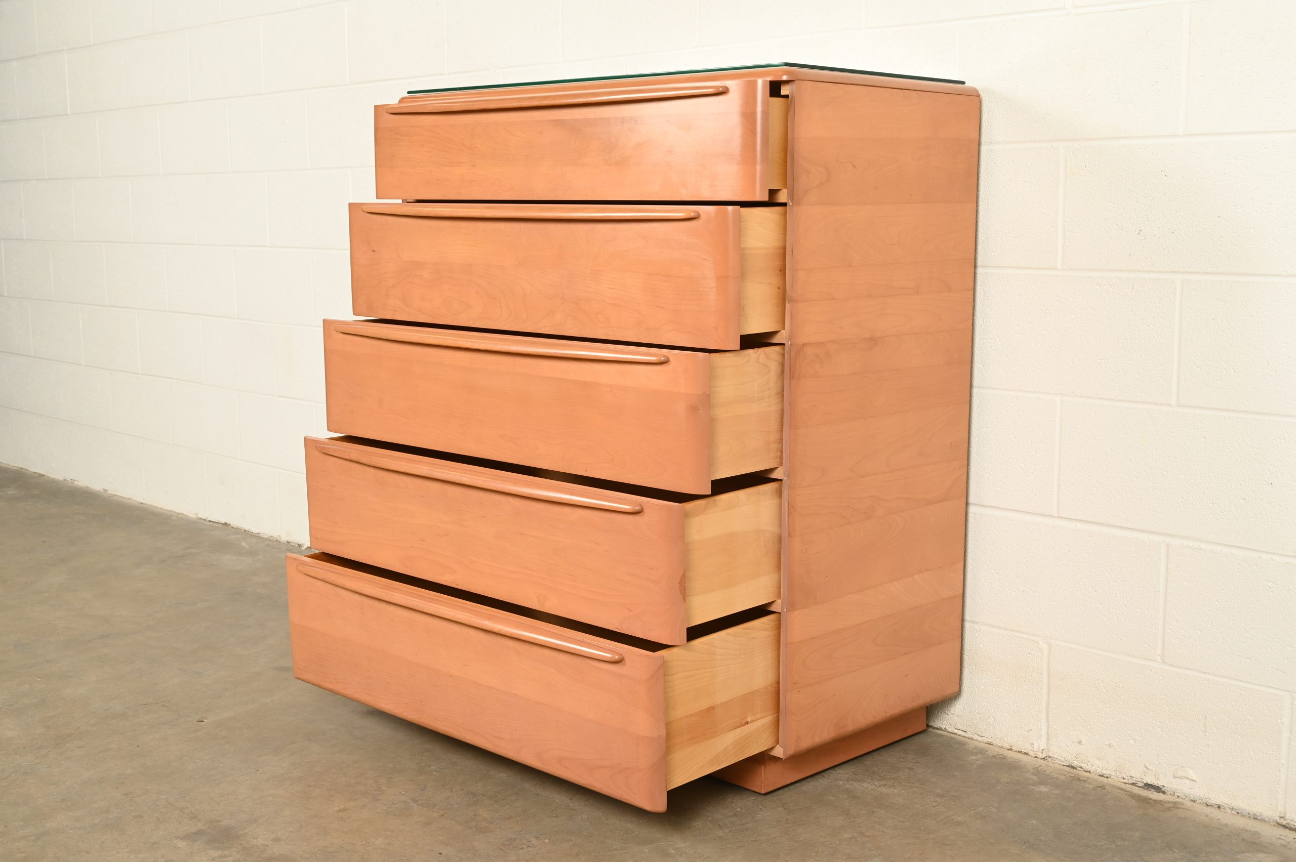 Heywood Wakefield Mid-Century Modern Solid Birch Five-Drawer Highboy Dresser, 1965 - Image 6
