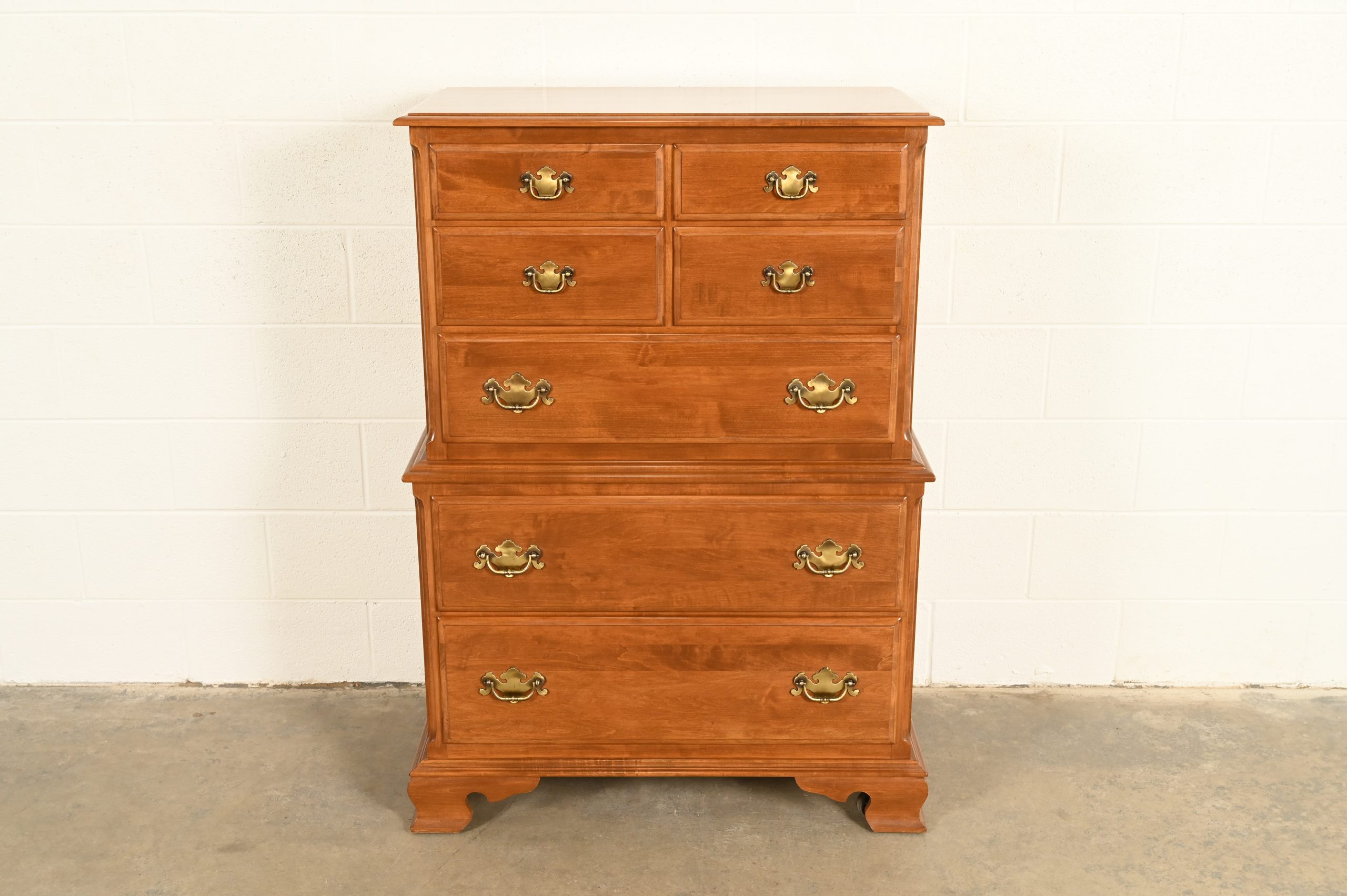 Ethan Allen Early American Solid Maple Chest-on-Chest Seven-Drawer Highboy Dresser - Image 2