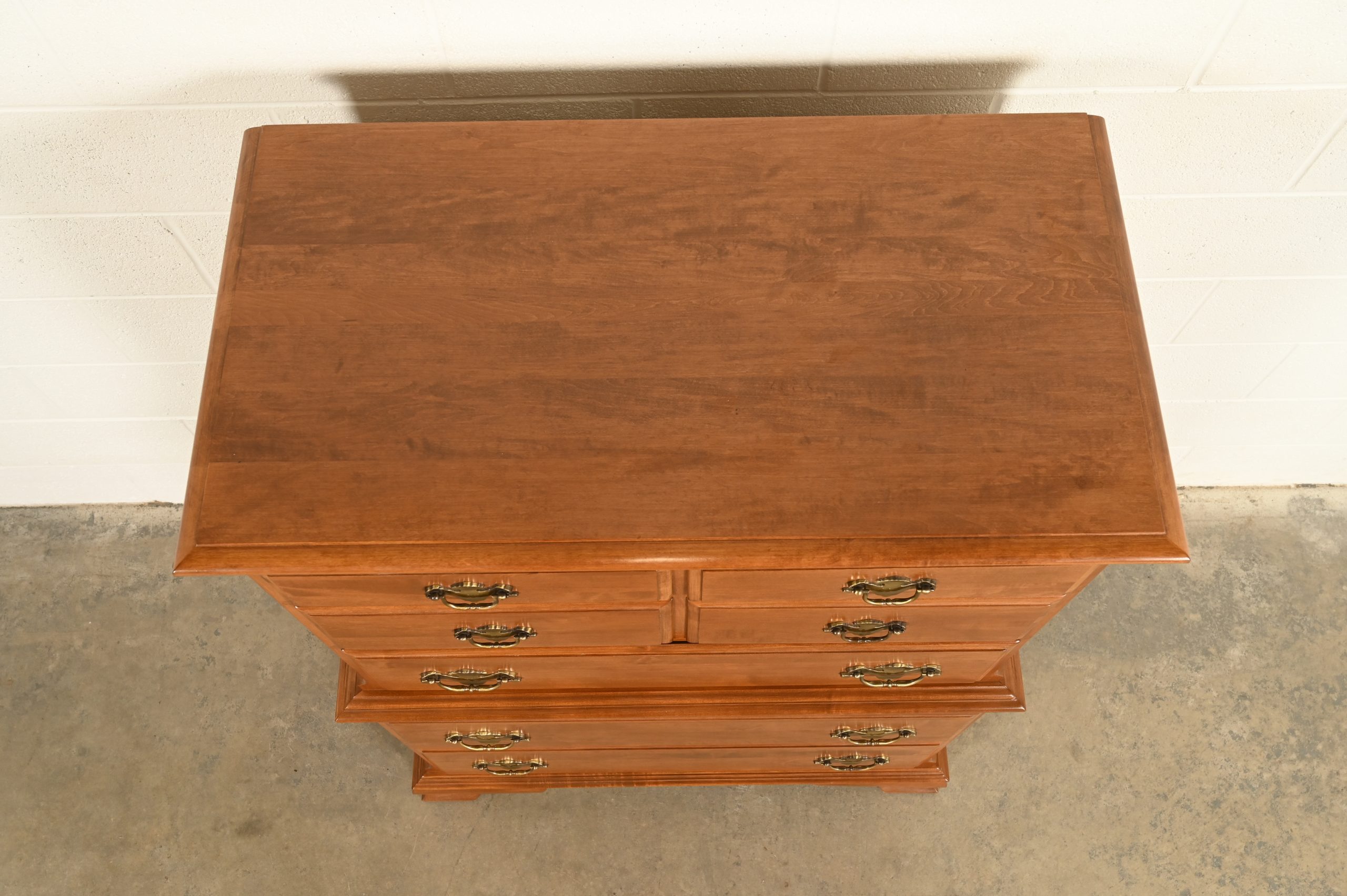 Ethan Allen Early American Solid Maple Chest-on-Chest Seven-Drawer Highboy Dresser - Image 8