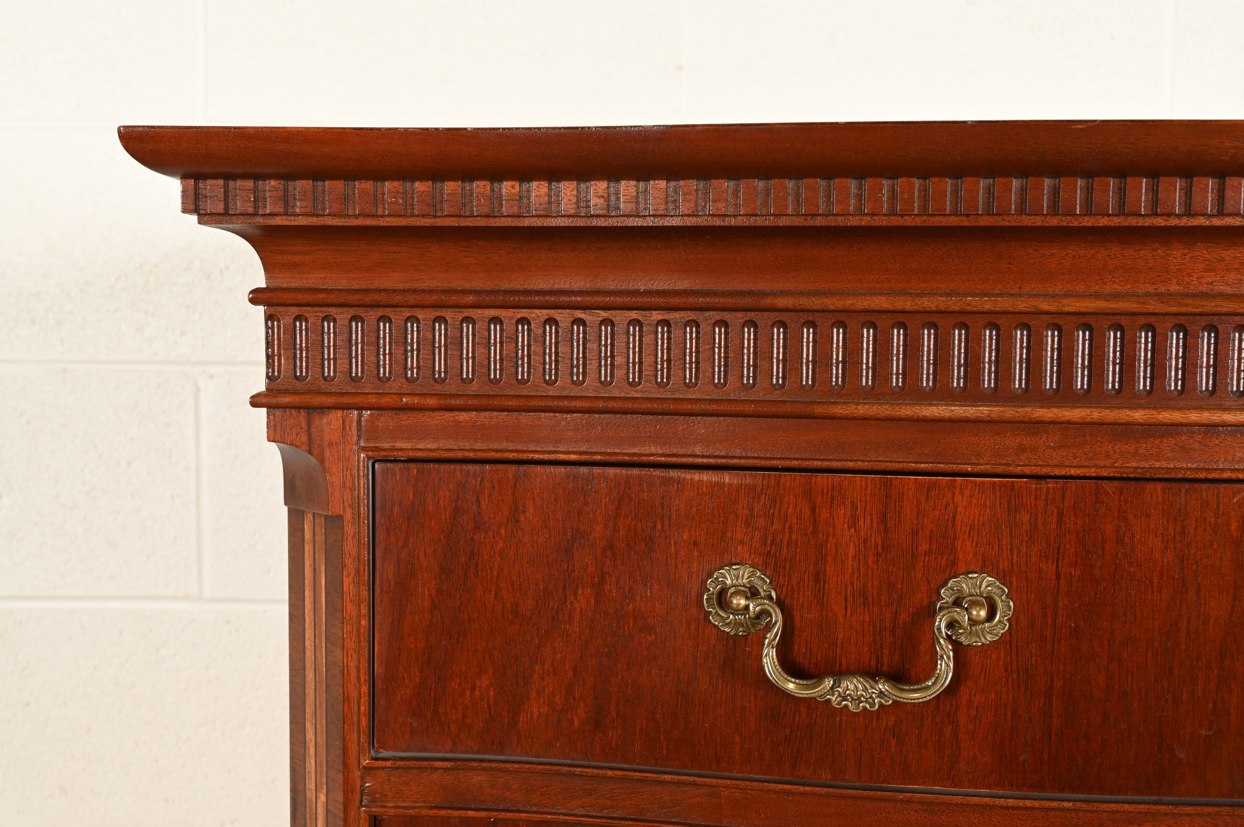 Baker Furniture Georgian Carved Mahogany Nine-Drawer Highboy Dresser, Circa 1980s - Image 10