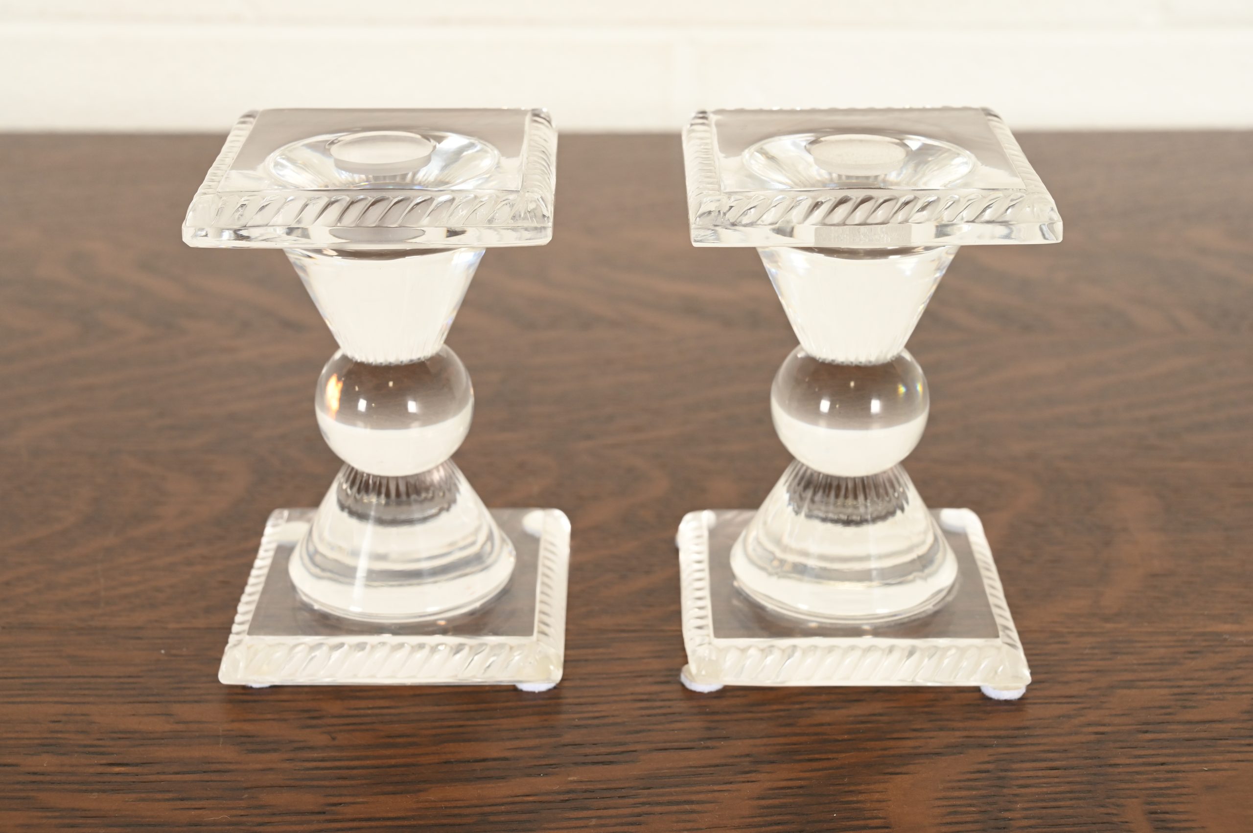 Lalique "Sophie" Art Deco Crystal Candlesticks, Pair - Image 3