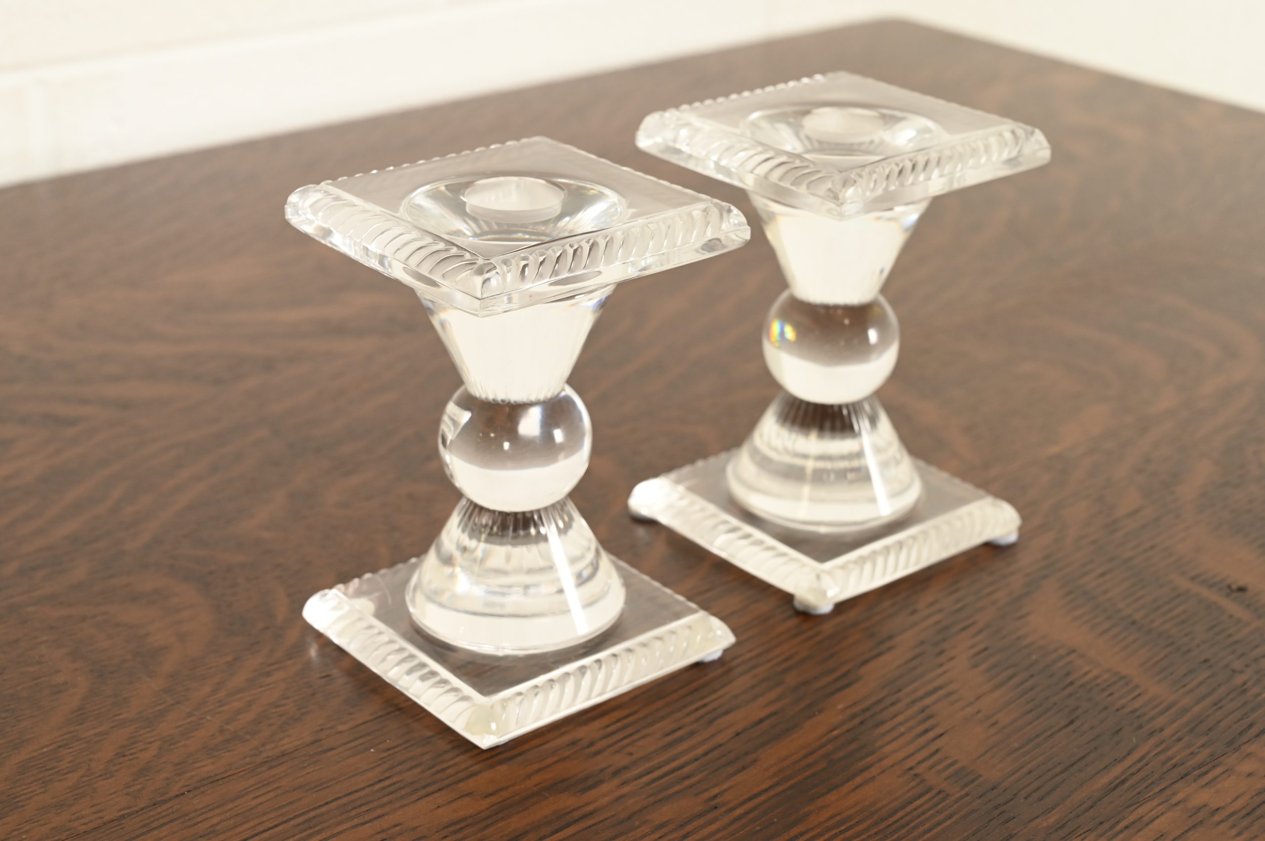 Lalique "Sophie" Art Deco Crystal Candlesticks, Pair - Image 4