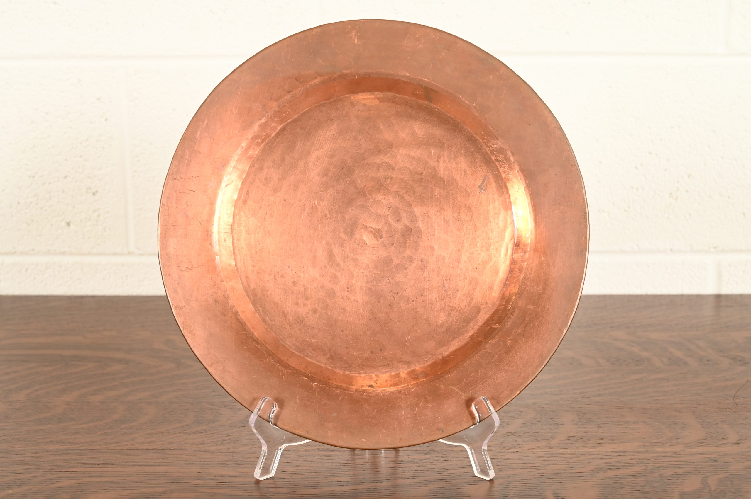 Roycroft Style Arts & Crafts Hammered Copper Charger Plate or Tray
