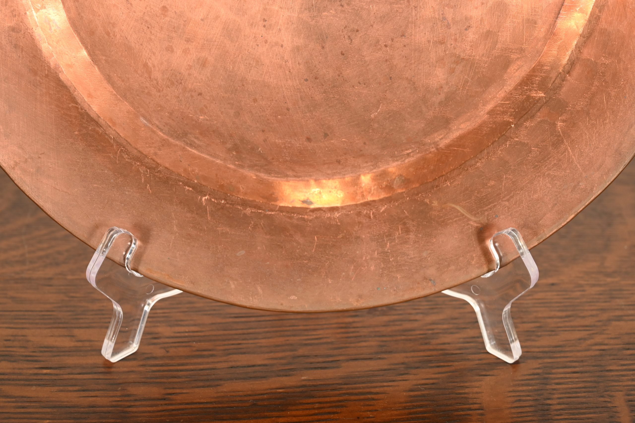 Roycroft Style Arts & Crafts Hammered Copper Charger Plate or Tray - Image 7