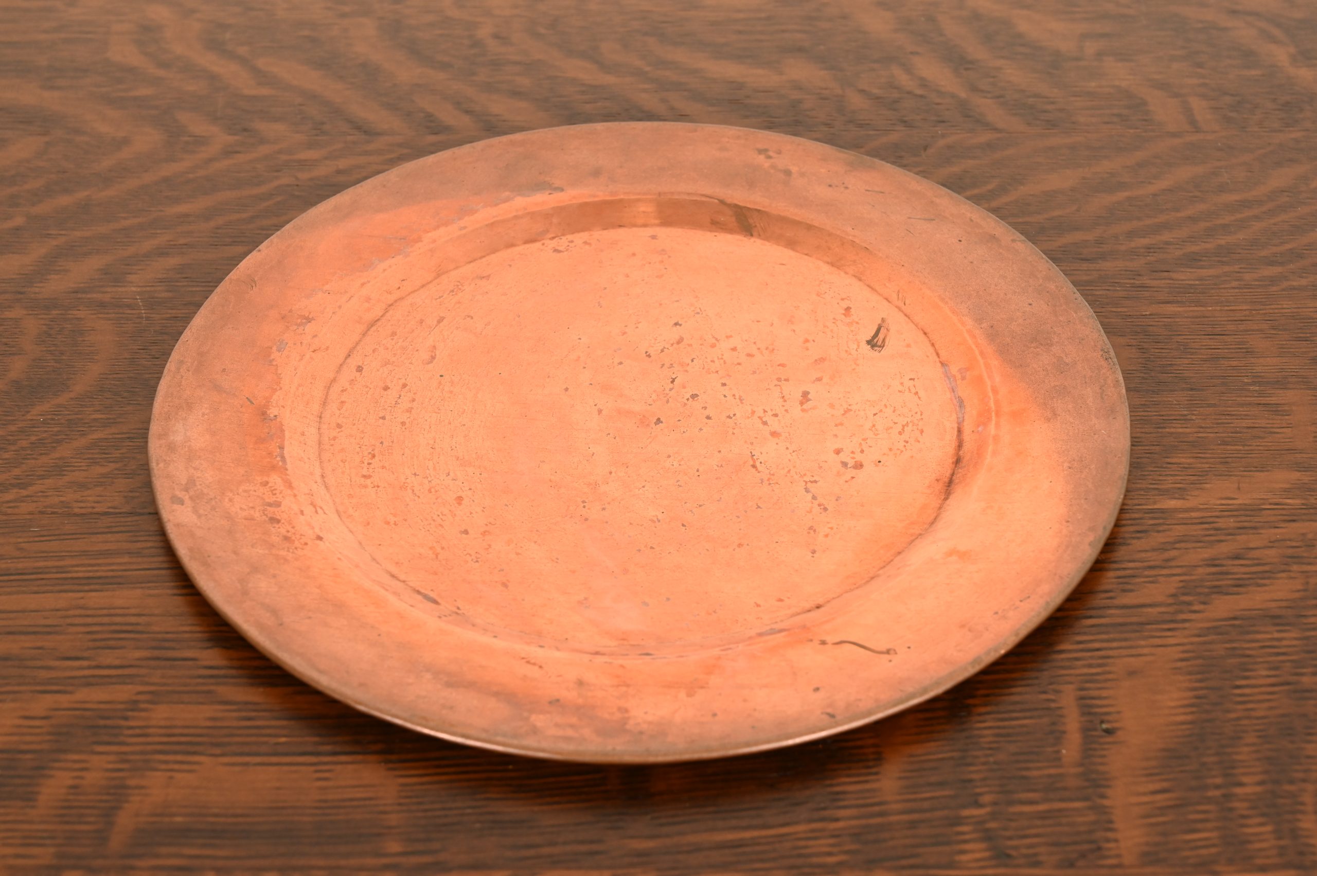 Roycroft Style Arts & Crafts Hammered Copper Charger Plate or Tray - Image 8