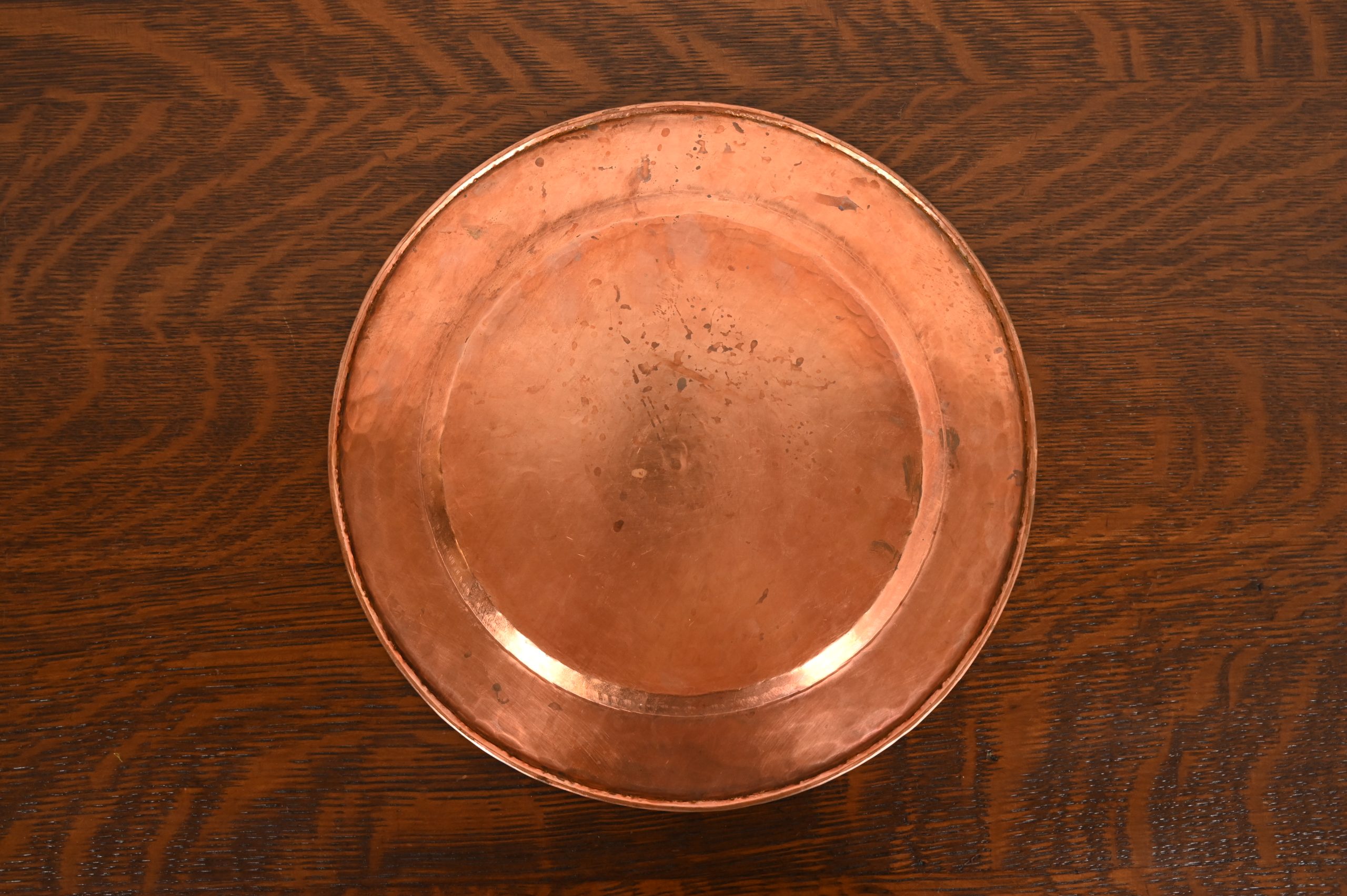 Roycroft Style Arts & Crafts Hammered Copper Charger Plate or Tray - Image 9