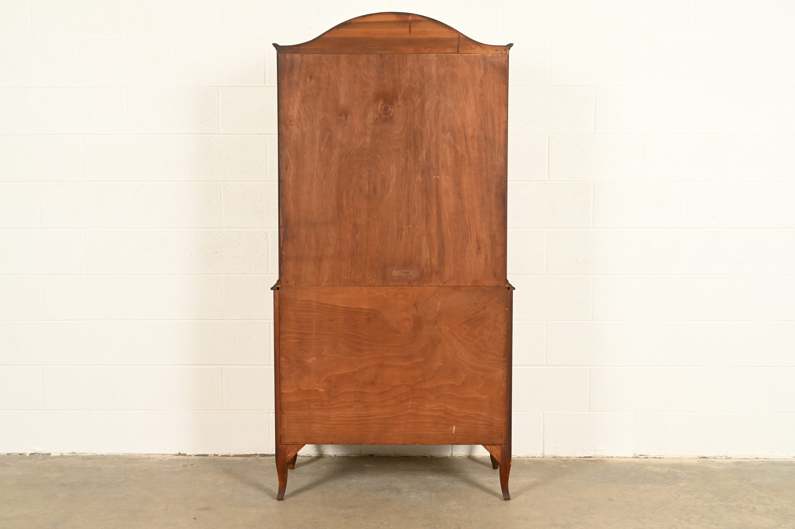 Romweber French Provincial Louis XV Carved Walnut and Burl Wood Breakfront Bookcase Cabinet, Circa 1930s - Image 16