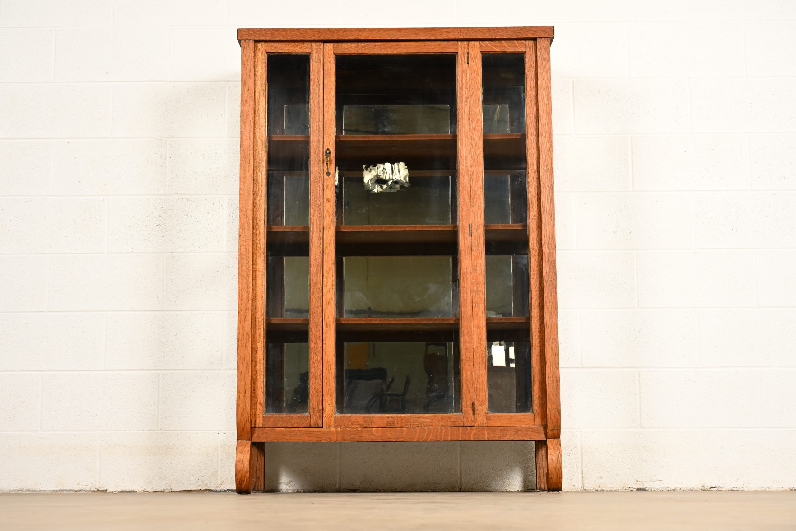 Berkey & Gay Style Antique Mission Oak Arts & Crafts Bookcase Cabinet, Circa 1910 - Image 3