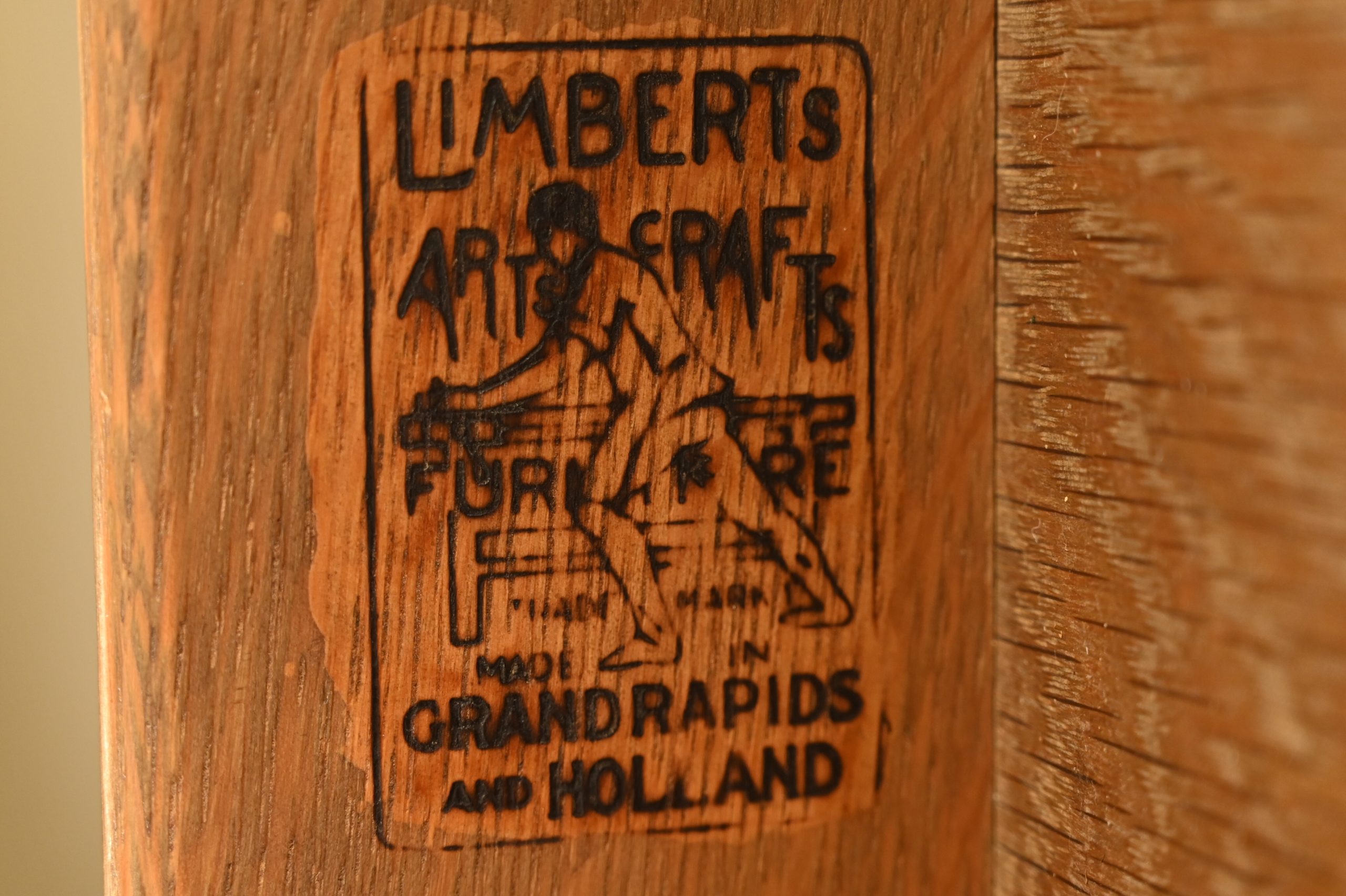 Limbert Antique Mission Oak Arts & Crafts Vanity or Dressing Table With Mirror, Circa 1910 - Image 17