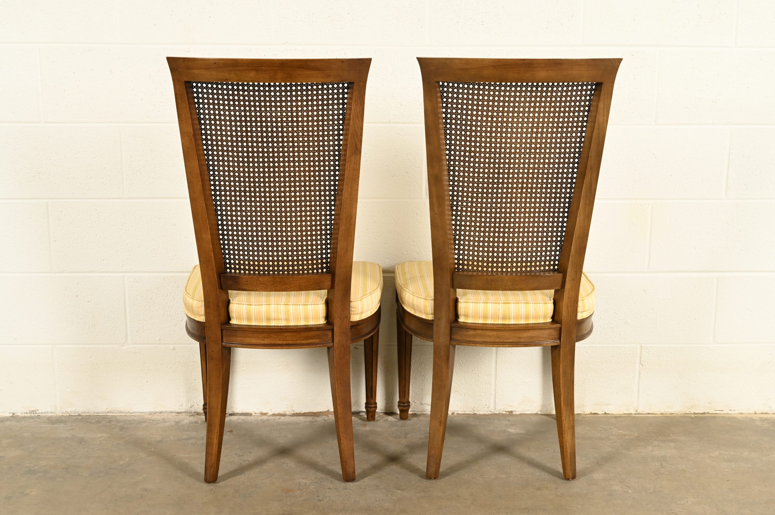 Henredon French Regency Louis XVI Carved Walnut Cane Back Side Chairs or Dining Chairs, Pair - Image 12
