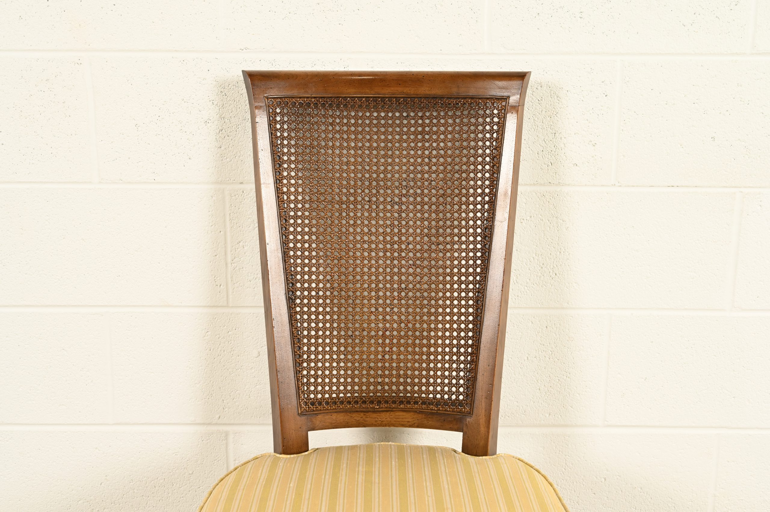 Henredon French Regency Louis XVI Carved Walnut Cane Back Side Chairs or Dining Chairs, Pair - Image 7