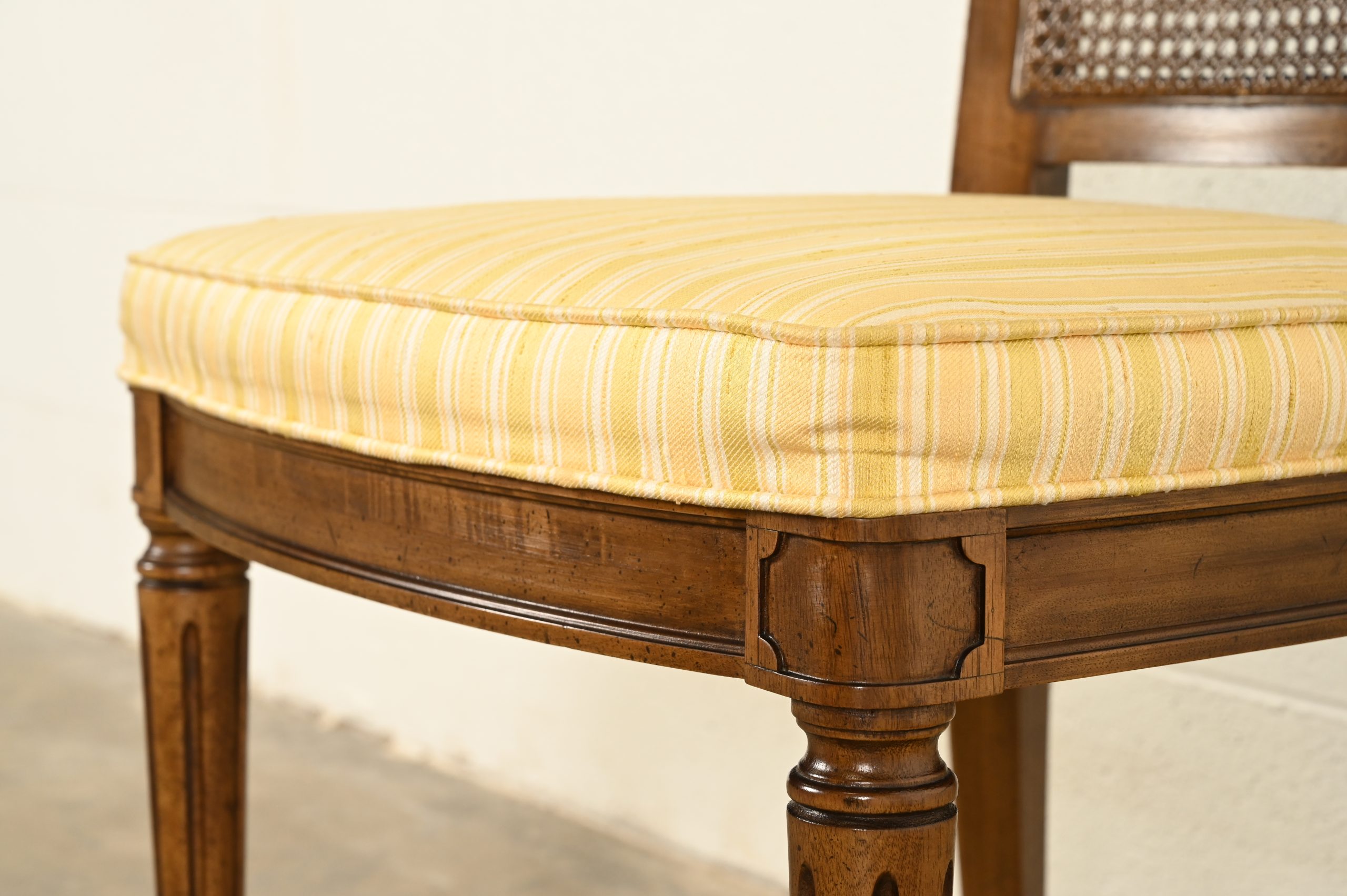 Henredon French Regency Louis XVI Carved Walnut Cane Back Side Chairs or Dining Chairs, Pair - Image 10