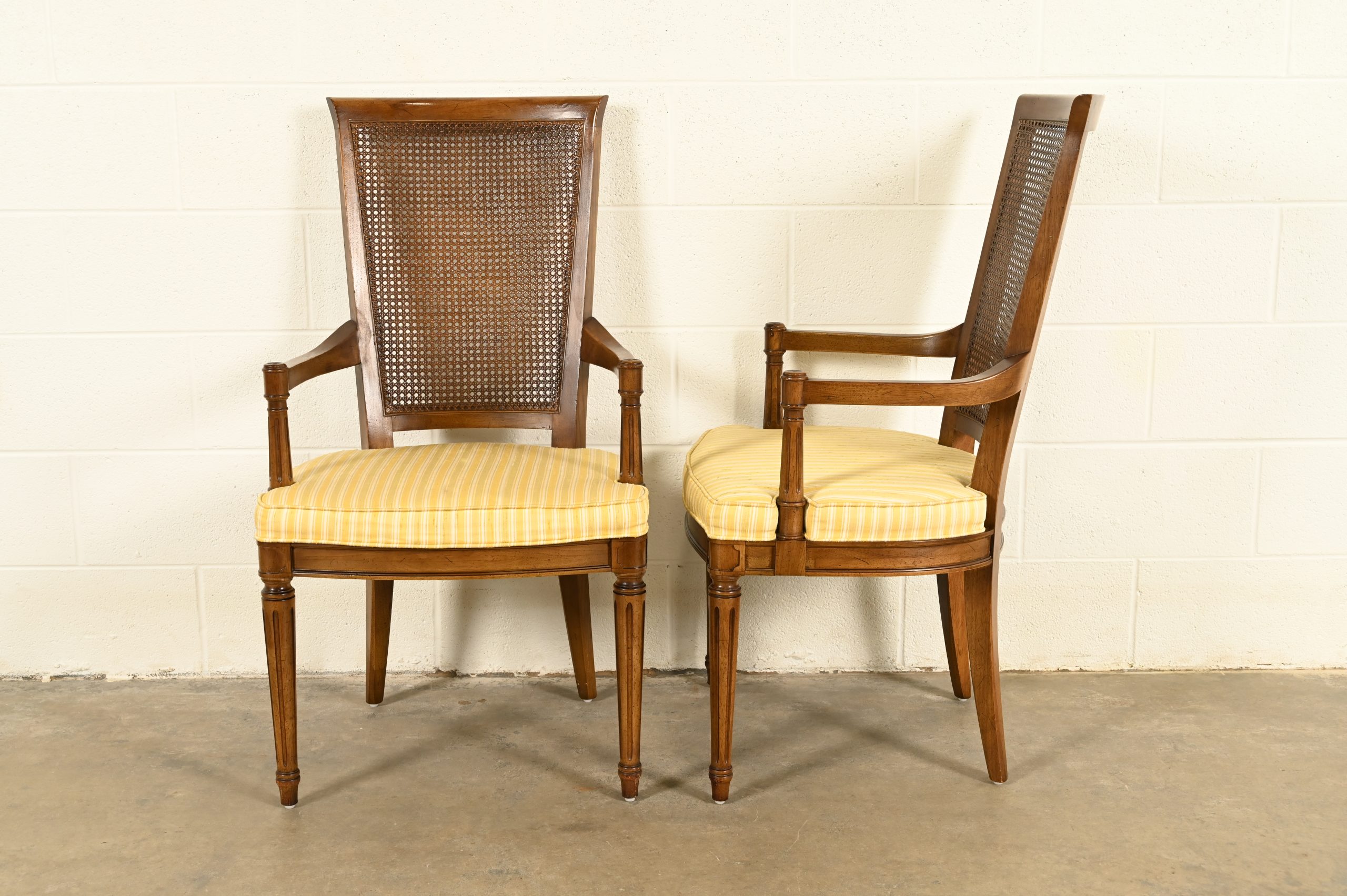 Henredon French Regency Louis XVI Carved Walnut Cane Back Dining Chairs, Set of Six - Image 12