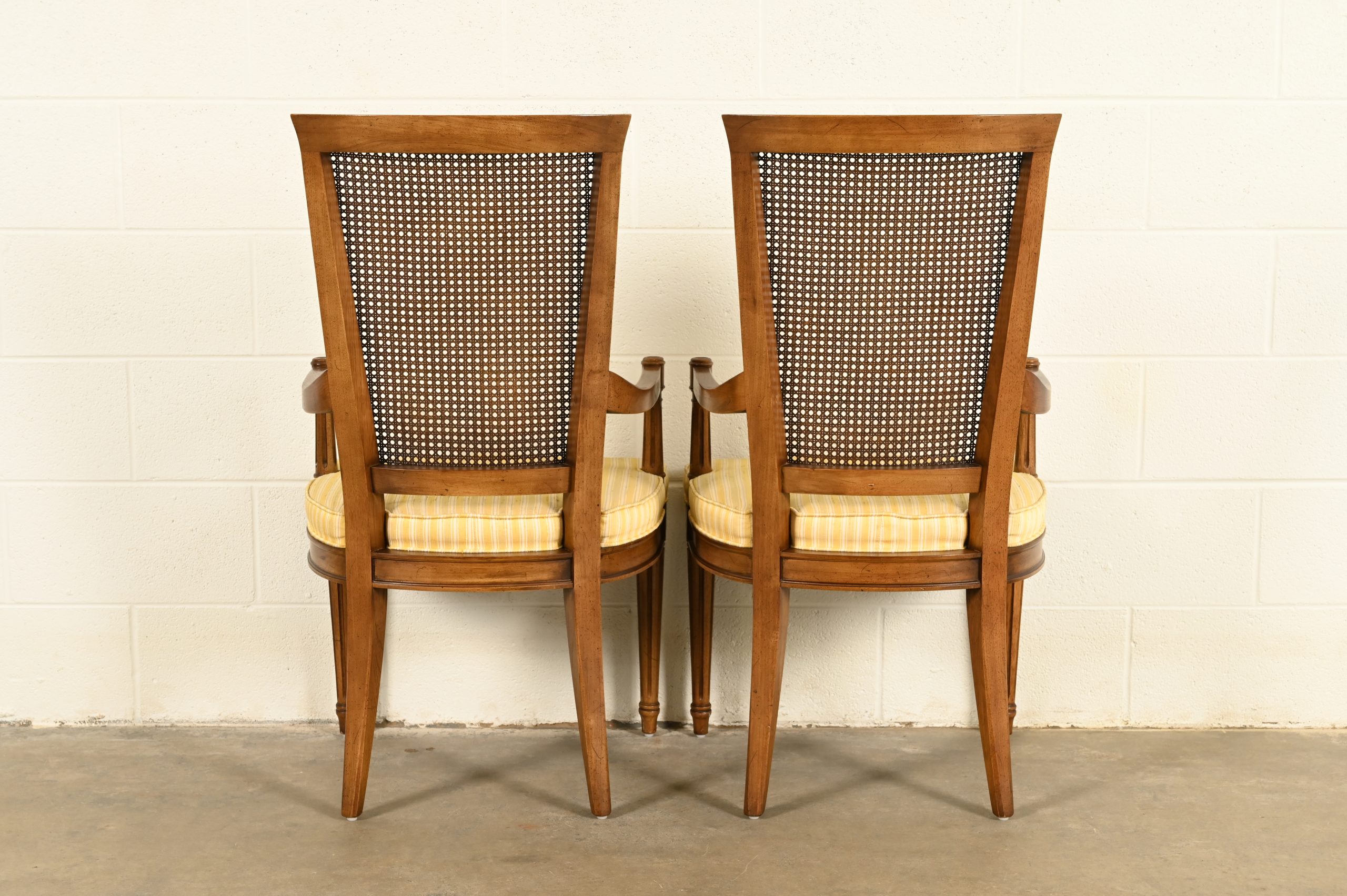 Henredon French Regency Louis XVI Carved Walnut Cane Back Dining Chairs, Set of Six - Image 13