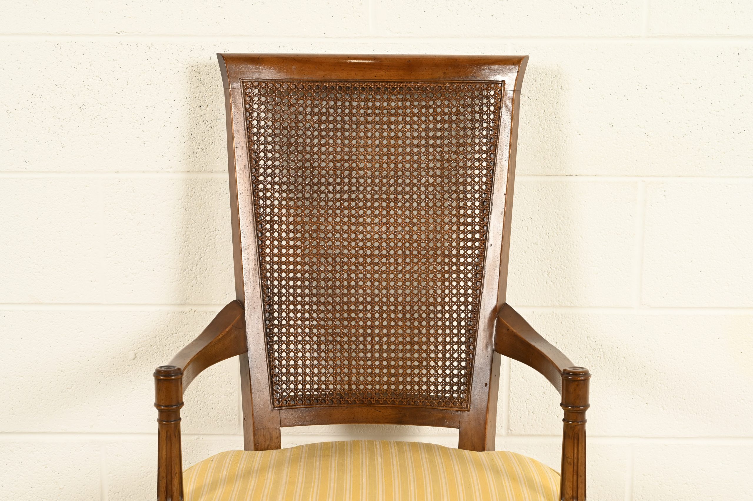 Henredon French Regency Louis XVI Carved Walnut Cane Back Dining Chairs, Set of Six - Image 7