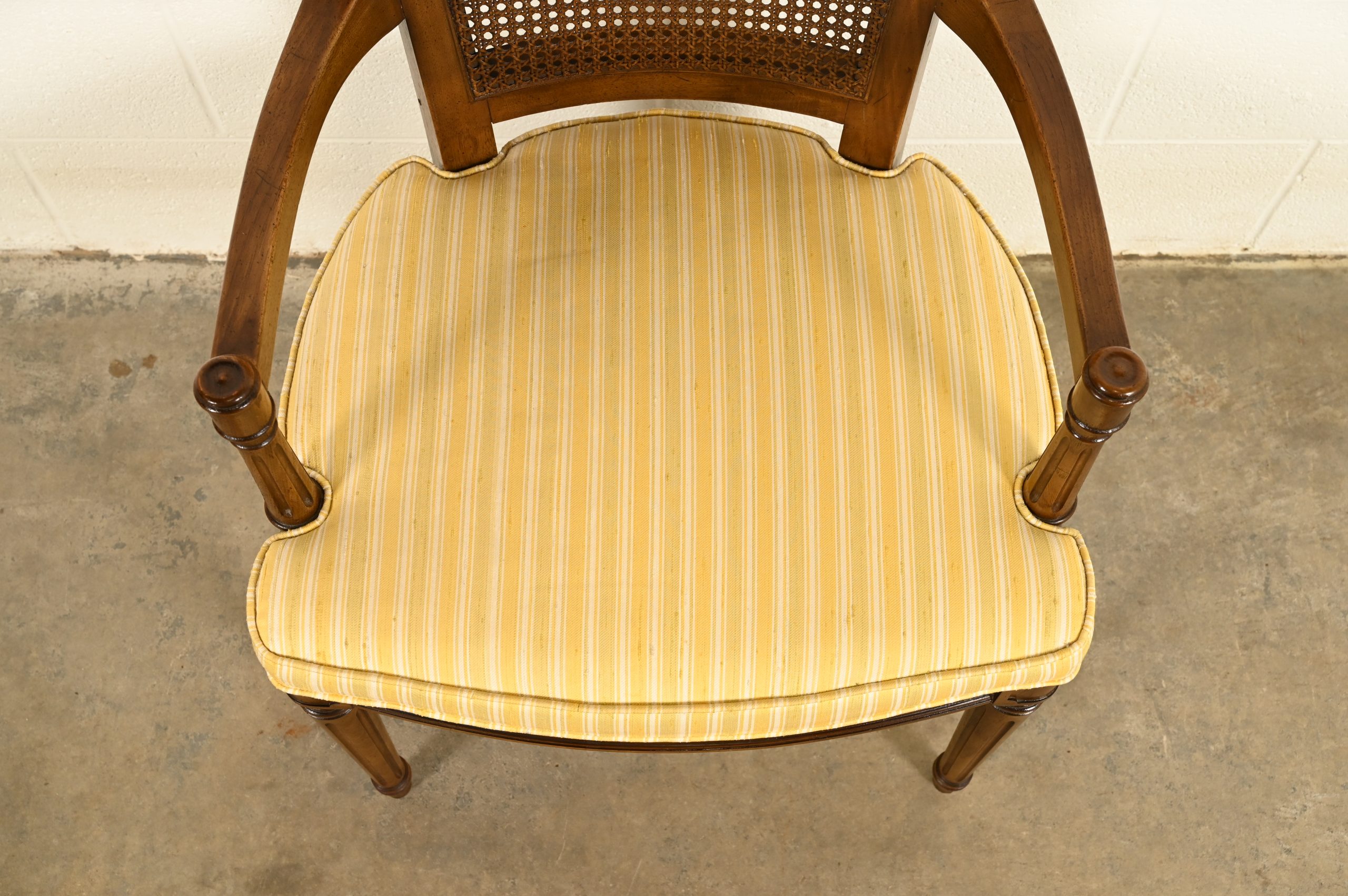 Henredon French Regency Louis XVI Carved Walnut Cane Back Dining Chairs, Set of Six - Image 8