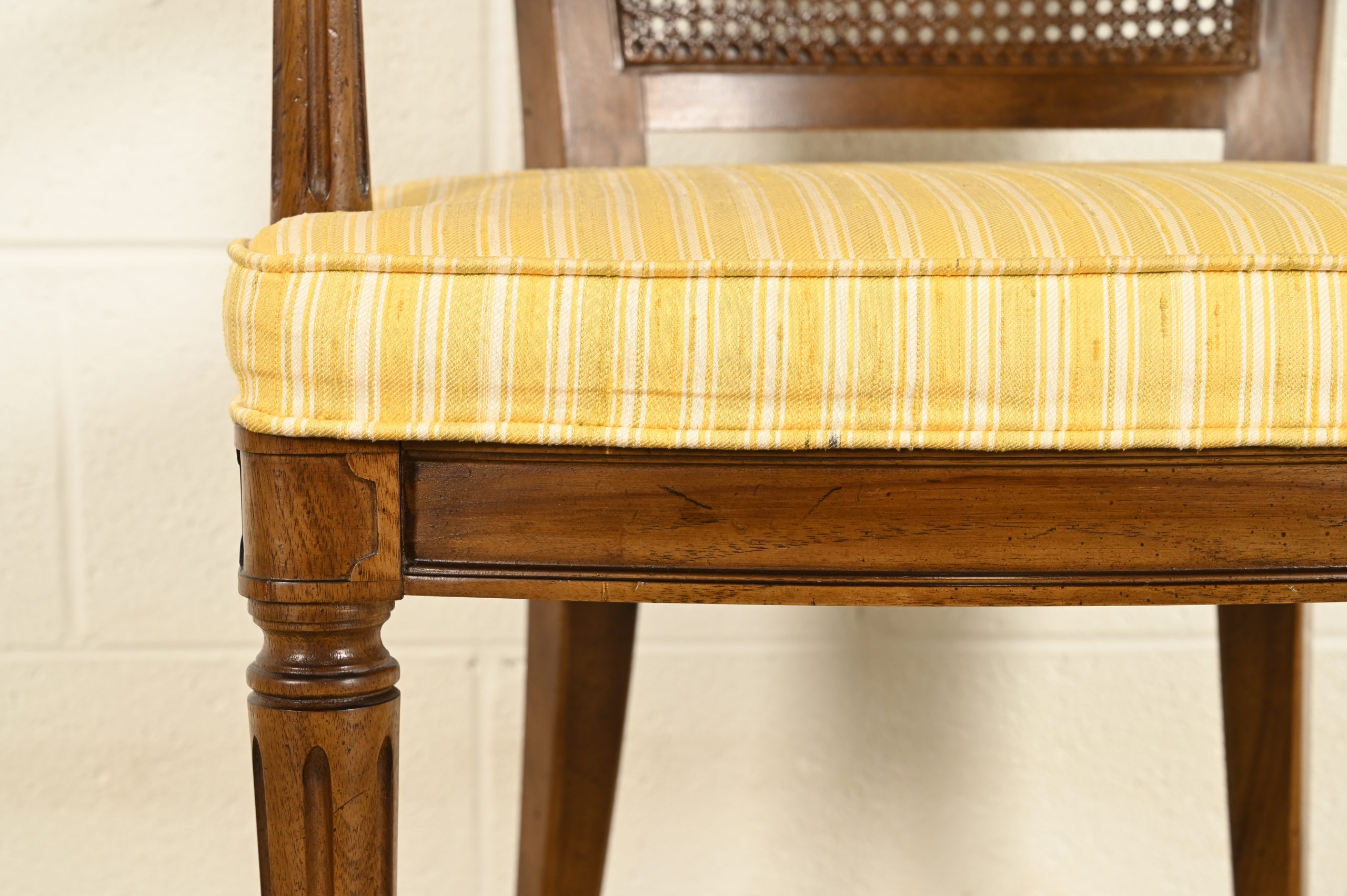 Henredon French Regency Louis XVI Carved Walnut Cane Back Dining Chairs, Set of Six - Image 9