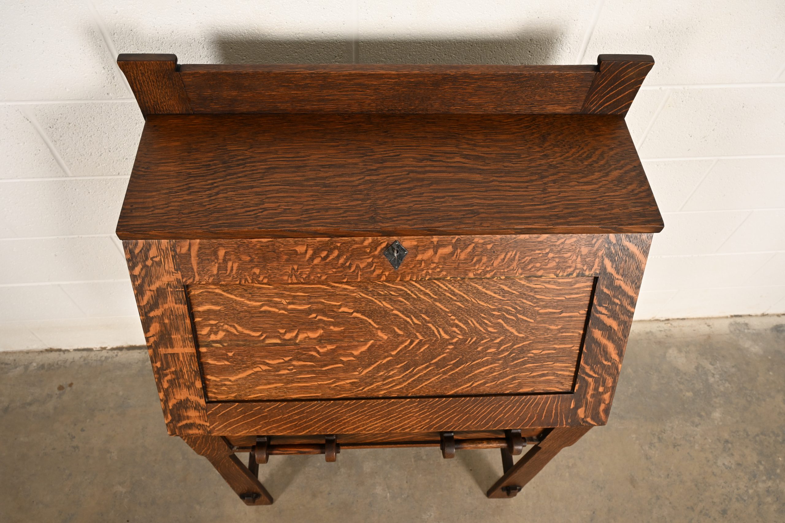 Stickley Brothers Style Antique Mission Oak Arts & Crafts Drop Front Secretary Desk, Circa 1910 - Image 14