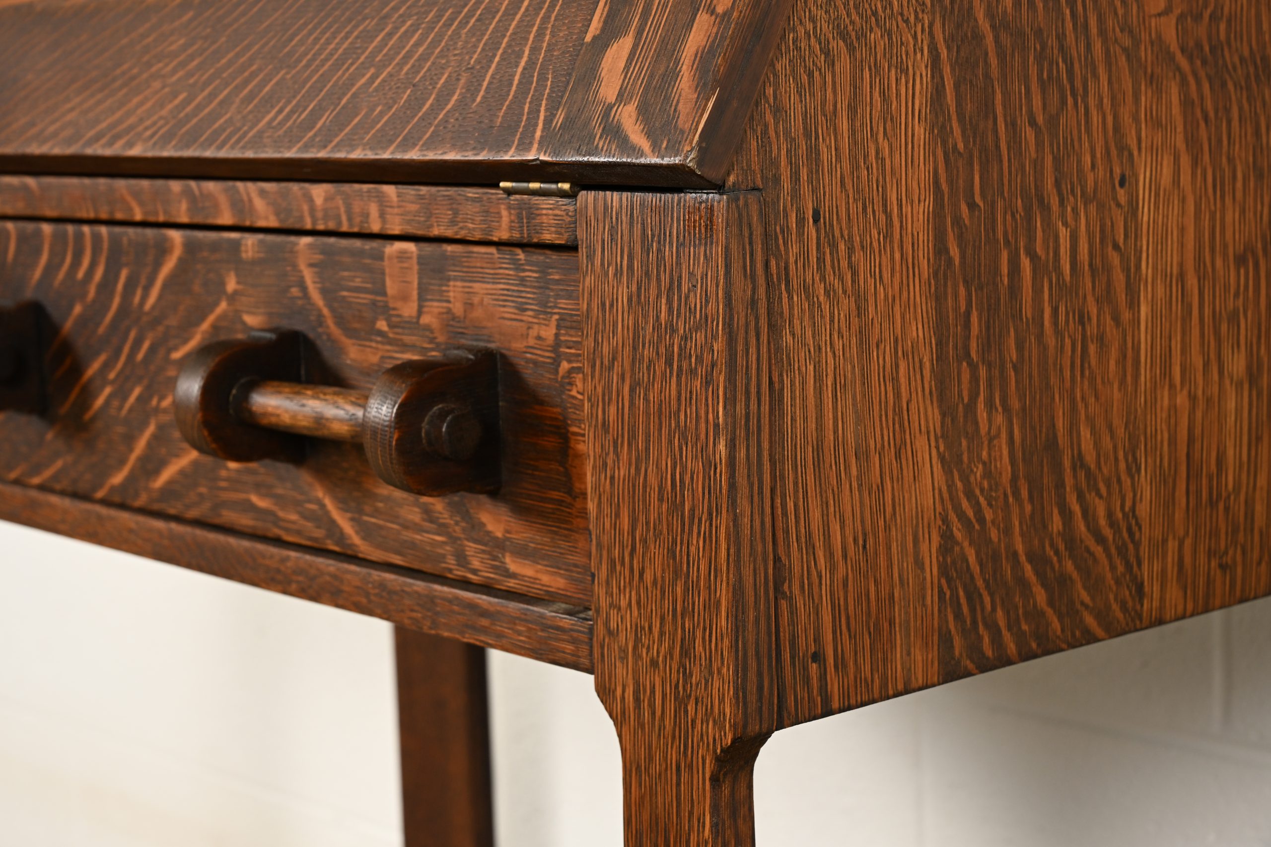 Stickley Brothers Style Antique Mission Oak Arts & Crafts Drop Front Secretary Desk, Circa 1910 - Image 11
