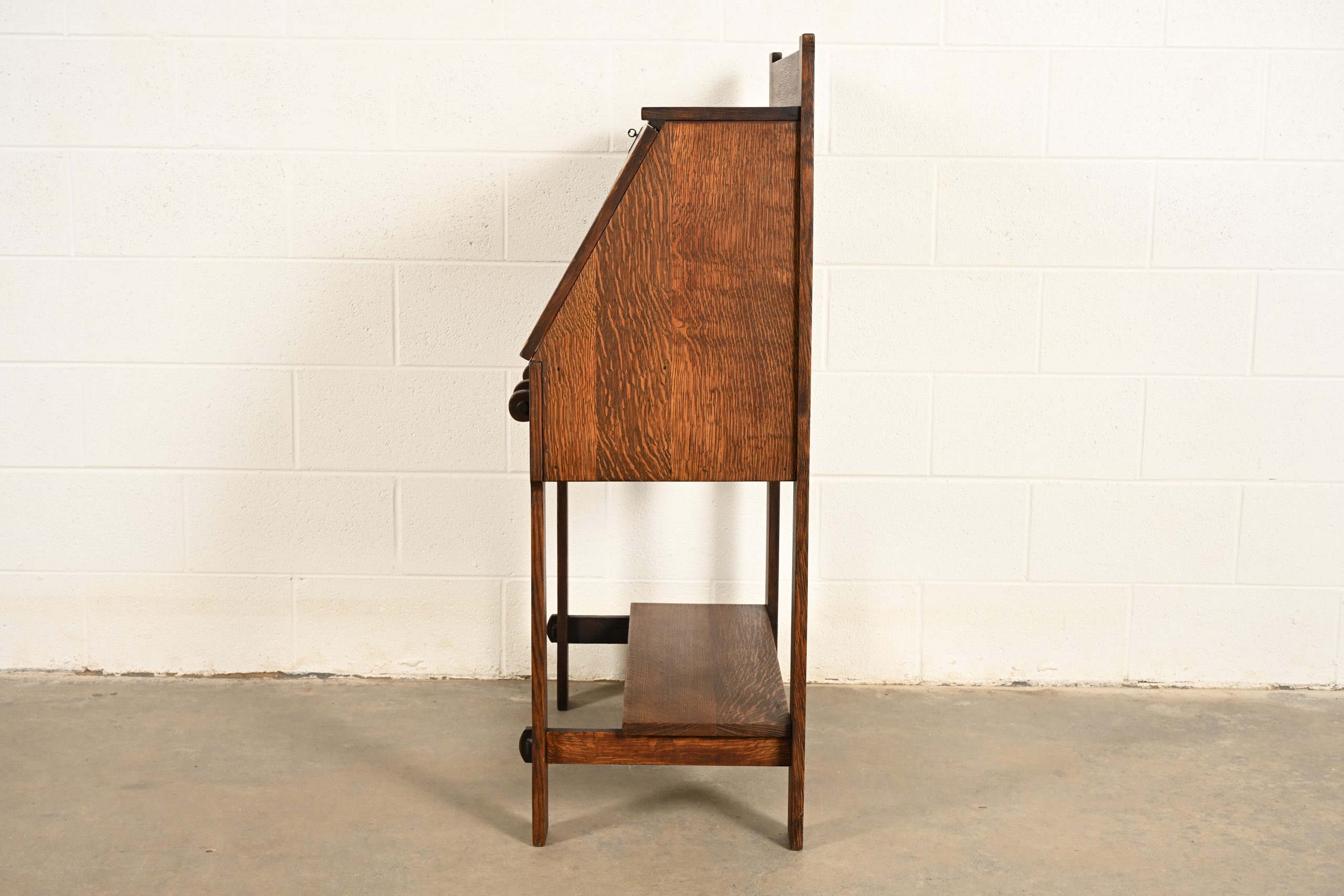 Stickley Brothers Style Antique Mission Oak Arts & Crafts Drop Front Secretary Desk, Circa 1910 - Image 15