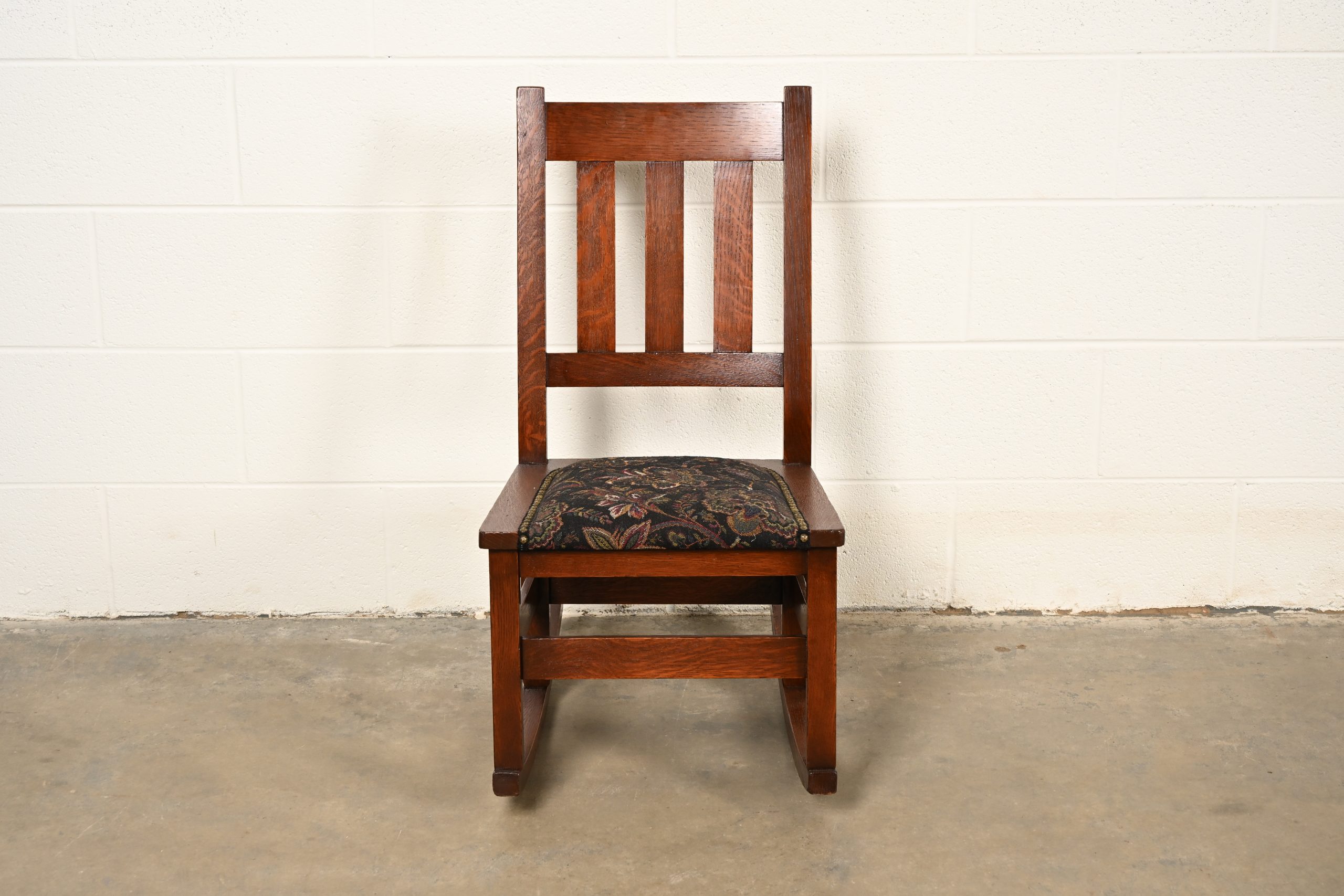 Stickley Brothers Antique Mission Oak Arts & Crafts Sewing Rocking Chair, Circa 1900 - Image 3