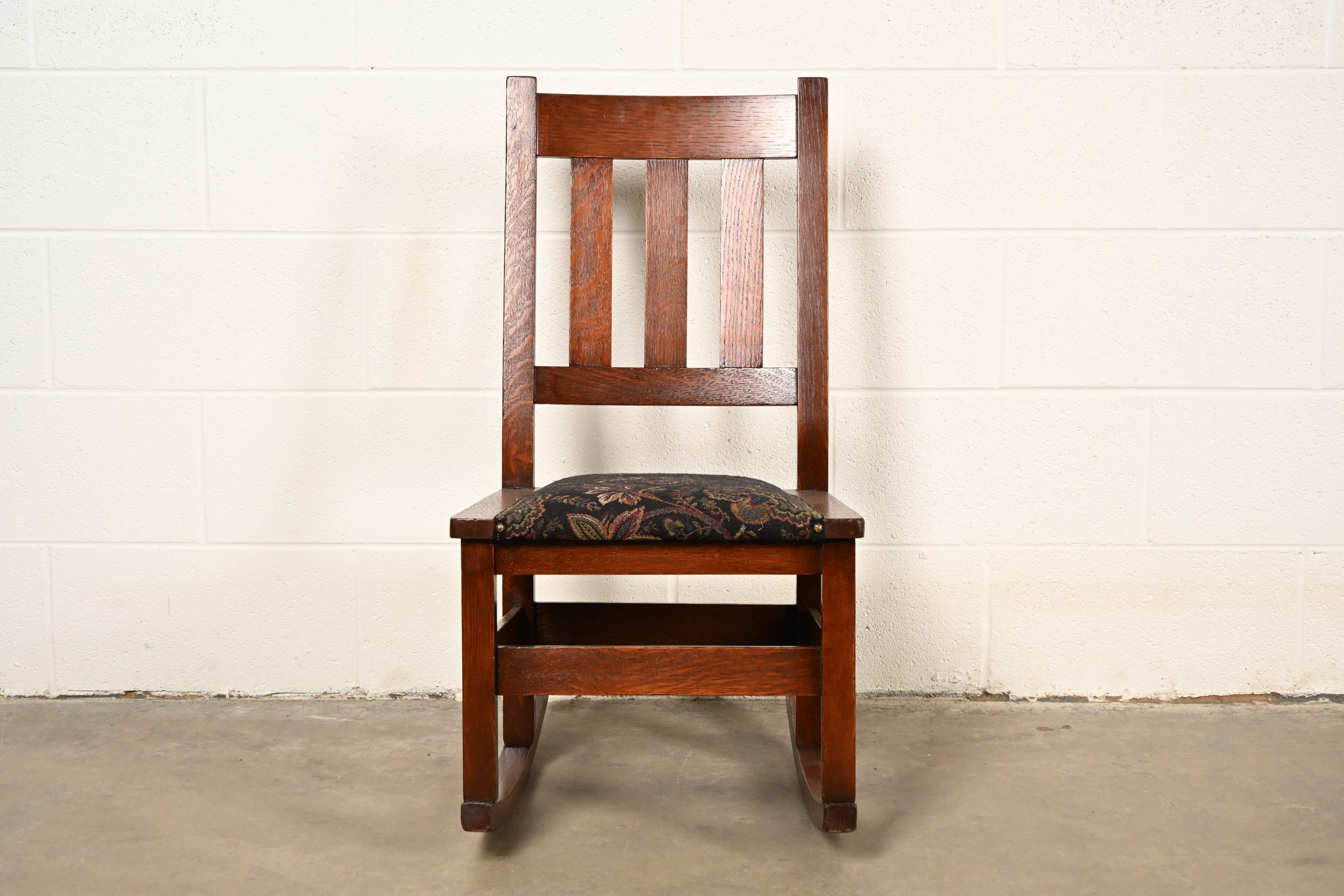 Stickley Brothers Antique Mission Oak Arts & Crafts Sewing Rocking Chair, Circa 1900 - Image 2
