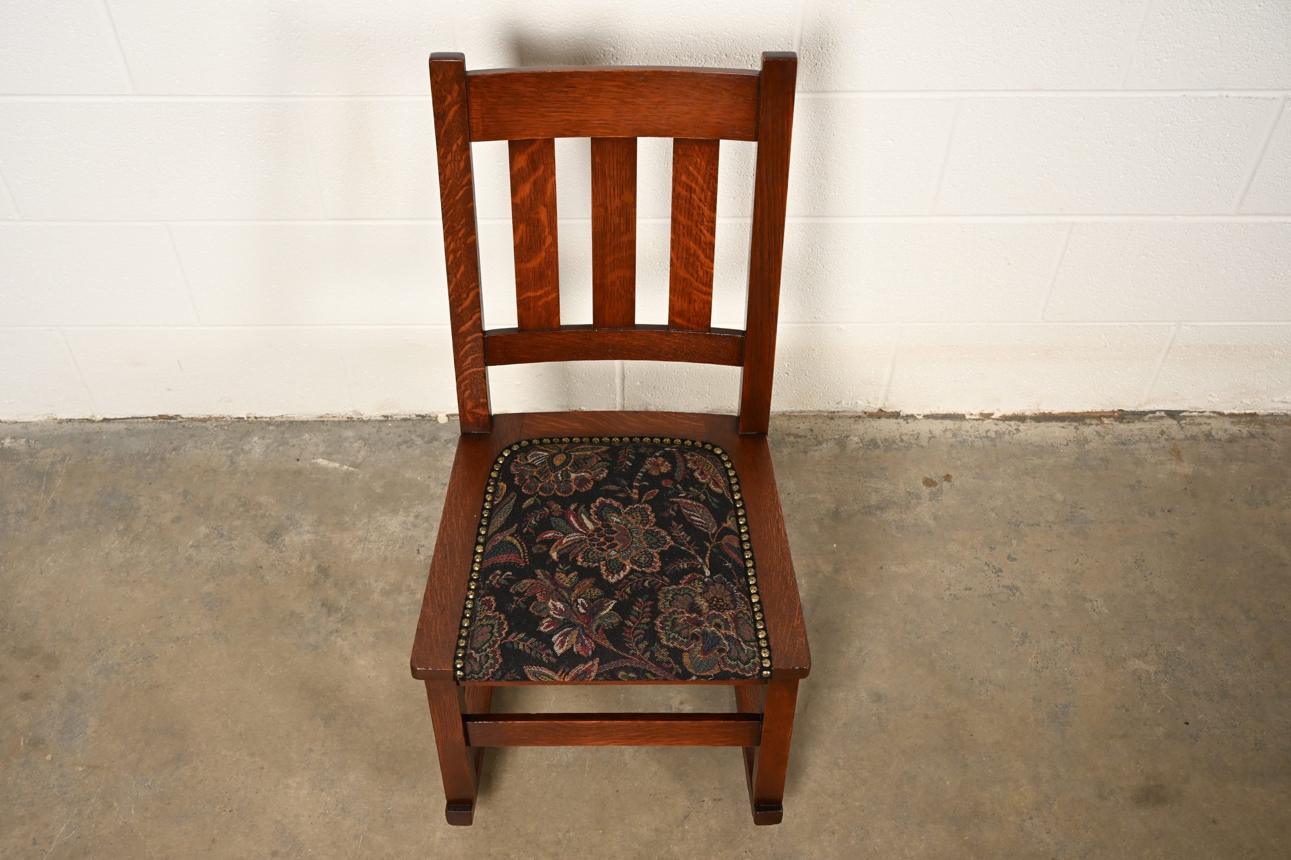 Stickley Brothers Antique Mission Oak Arts & Crafts Sewing Rocking Chair, Circa 1900 - Image 5