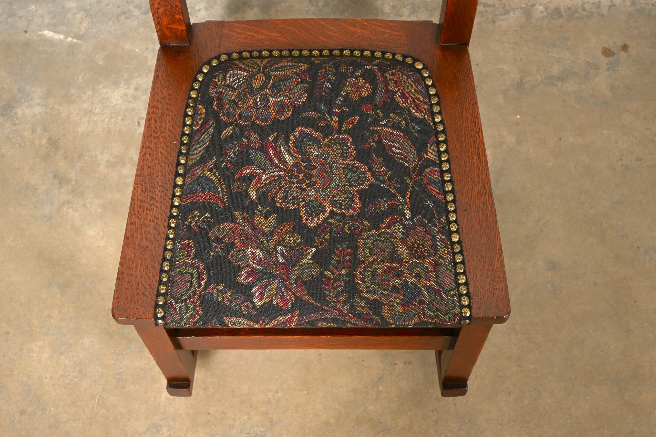 Stickley Brothers Antique Mission Oak Arts & Crafts Sewing Rocking Chair, Circa 1900 - Image 7