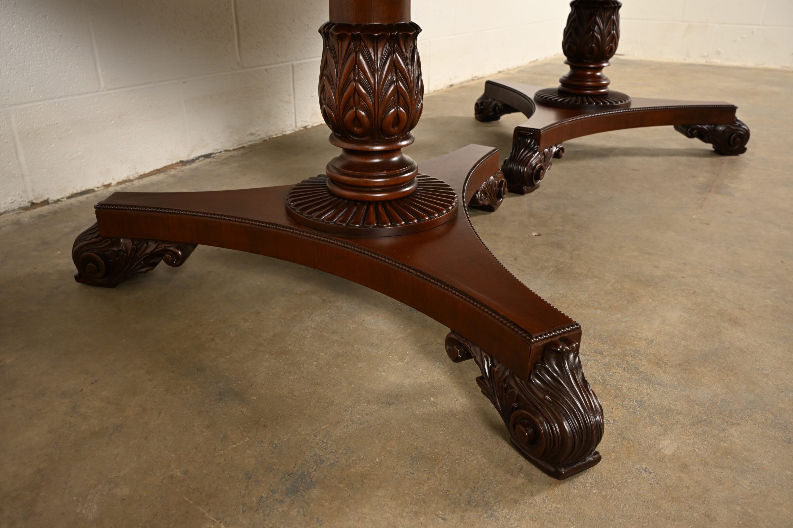Baker Furniture Regency Banded Mahogany Double Pedestal Extension Dining Table, Newly Refinished - Image 10