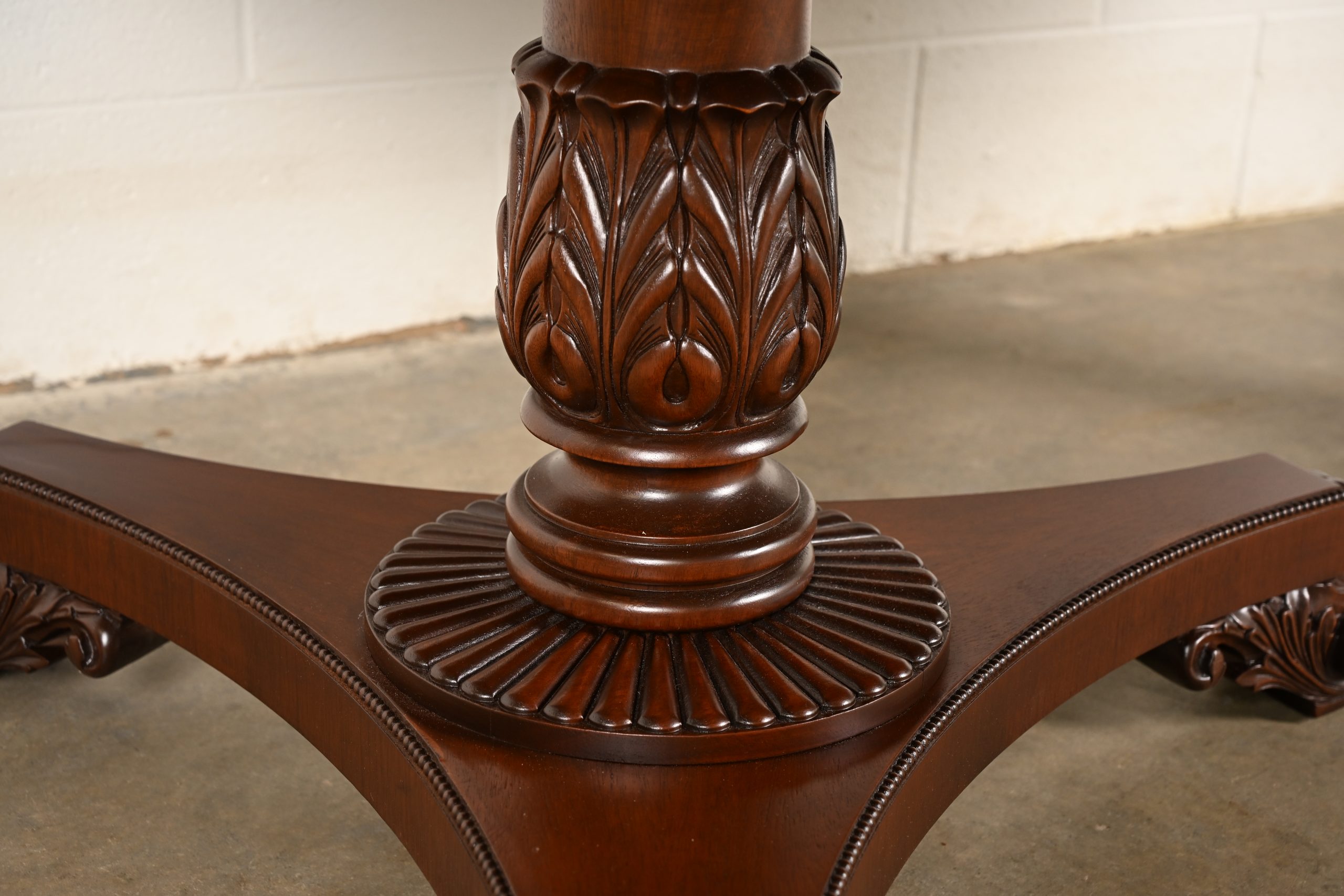 Baker Furniture Regency Banded Mahogany Double Pedestal Extension Dining Table, Newly Refinished - Image 11