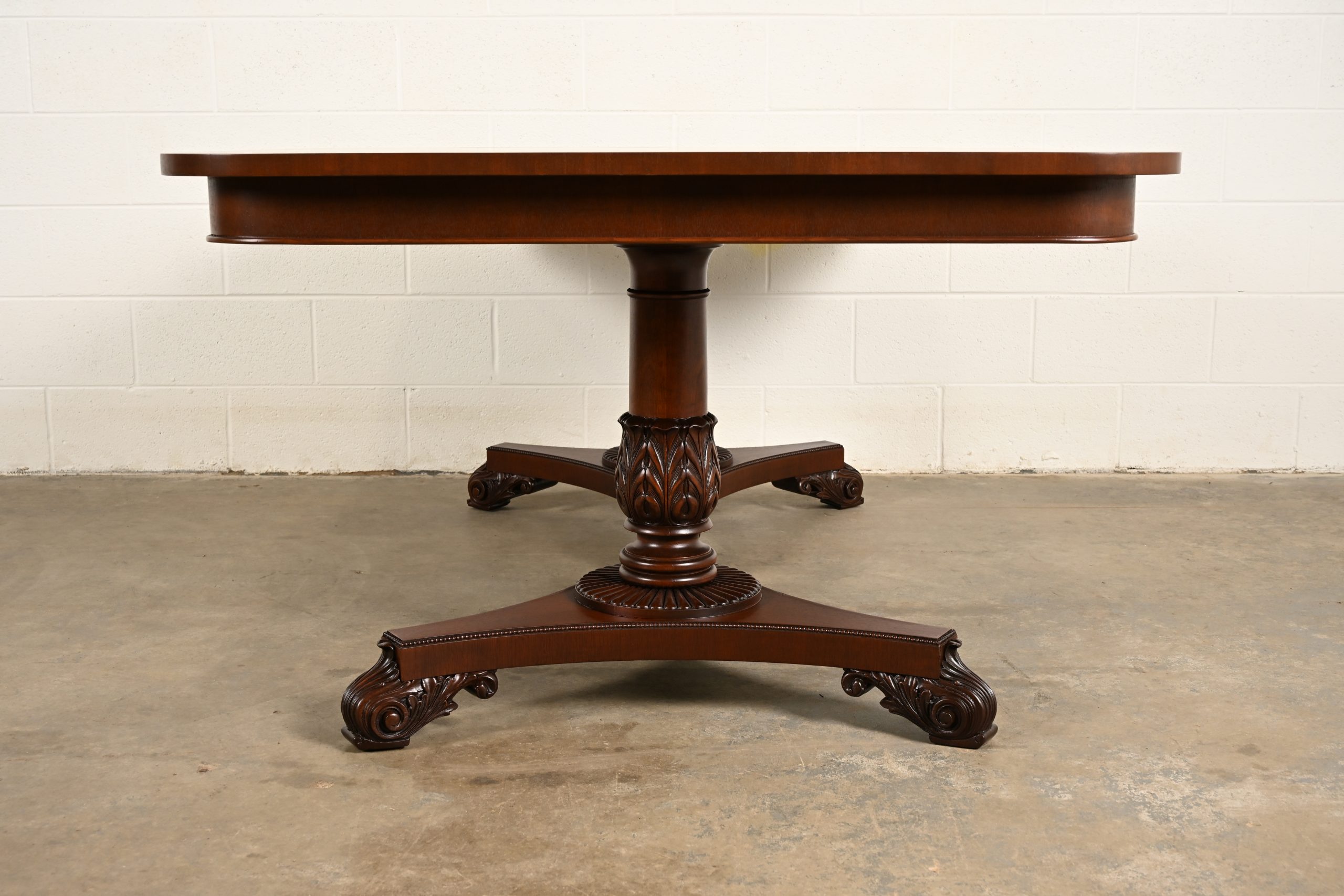 Baker Furniture Regency Banded Mahogany Double Pedestal Extension Dining Table, Newly Refinished - Image 13