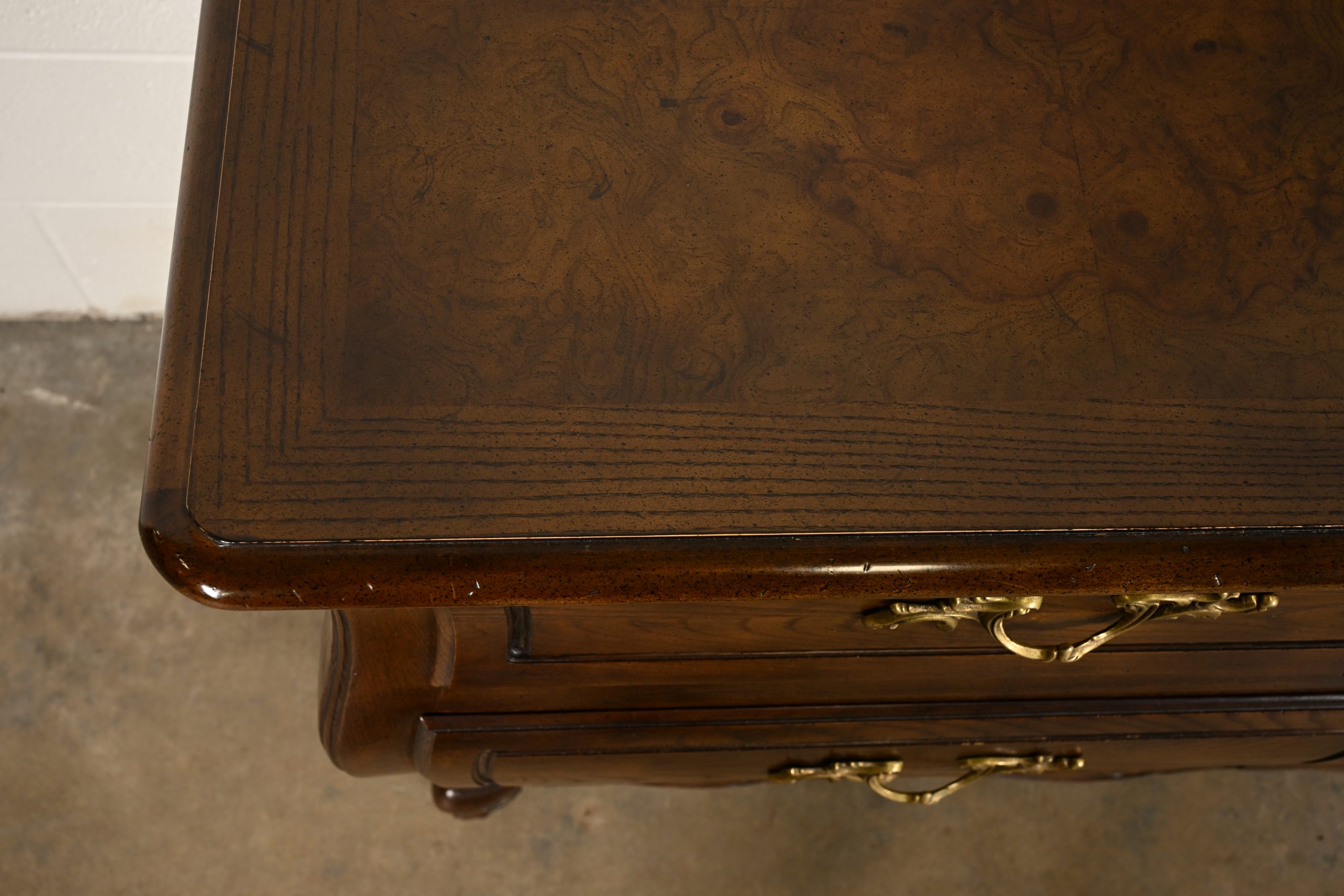 Baker Furniture French Provincial Louis XV Carved Oak and Burl Wood Triple Dresser or Credenza - Image 10