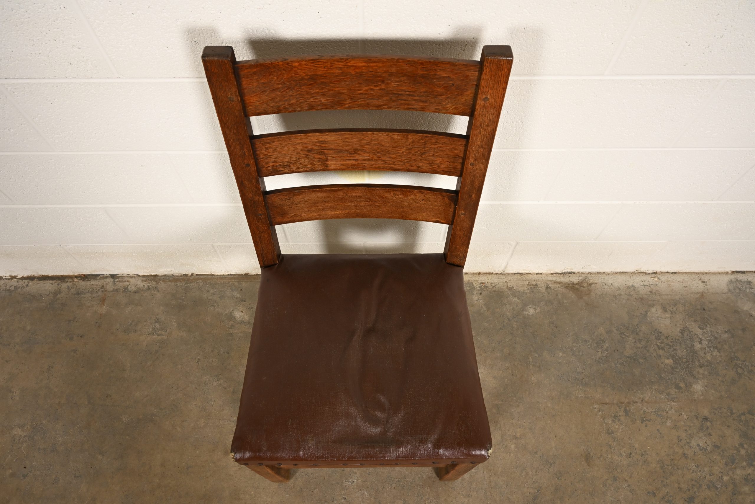 Gustav Stickley Antique Mission Oak Arts & Crafts Ladder Back Side Chair or Dining Chair, Circa 1910 - Image 5
