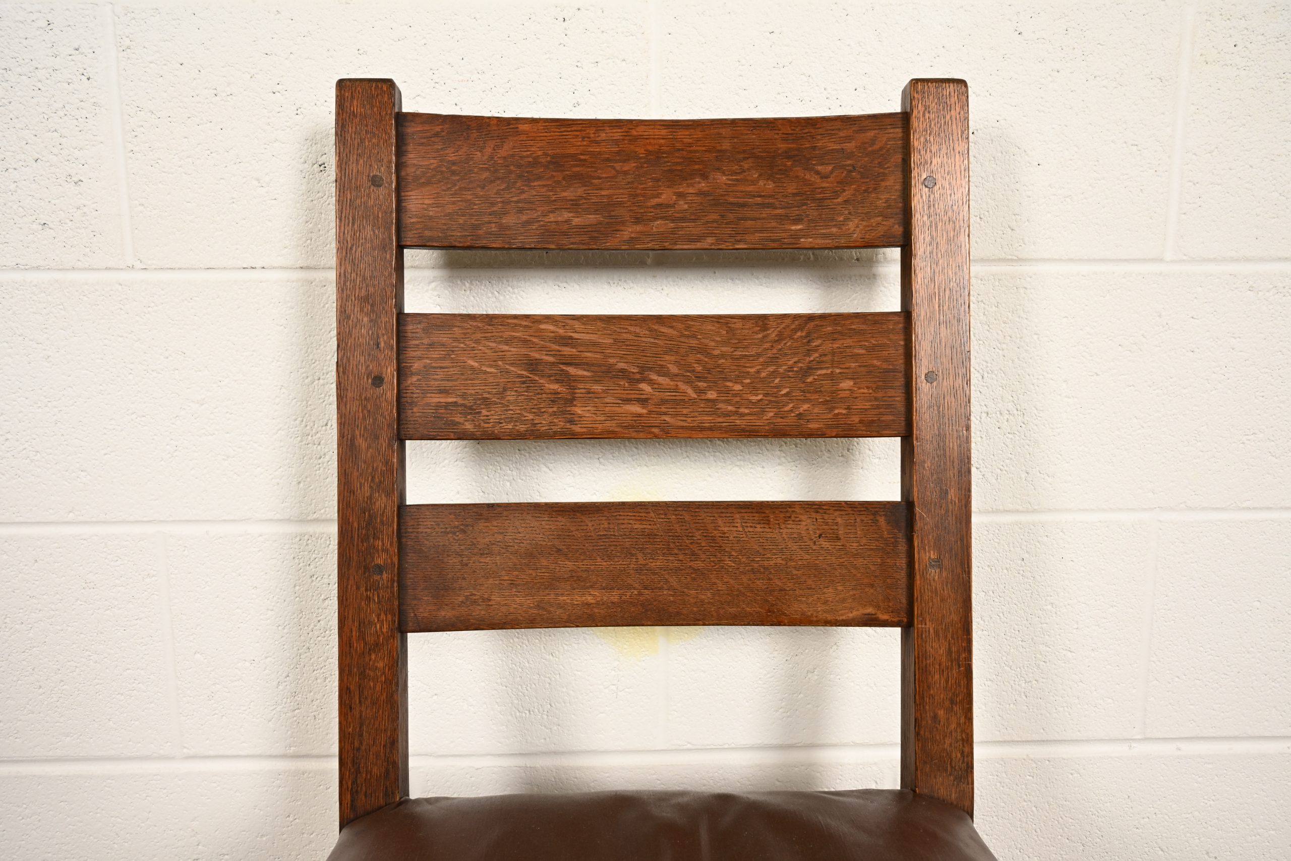 Gustav Stickley Antique Mission Oak Arts & Crafts Ladder Back Side Chair or Dining Chair, Circa 1910 - Image 6