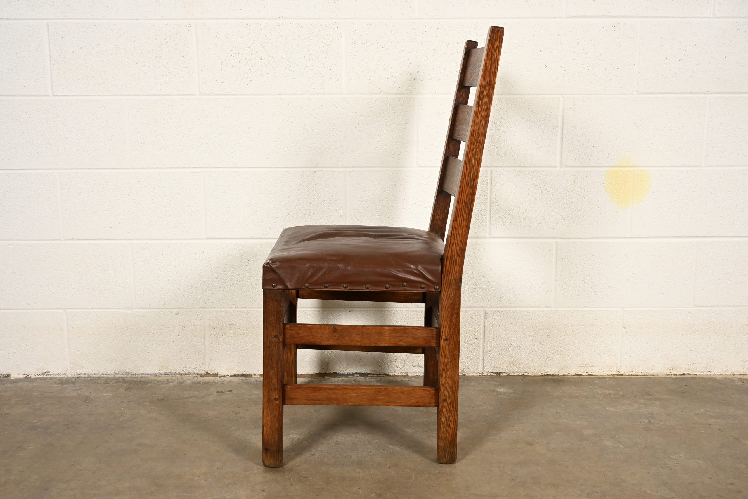 Gustav Stickley Antique Mission Oak Arts & Crafts Ladder Back Side Chair or Dining Chair, Circa 1910 - Image 10