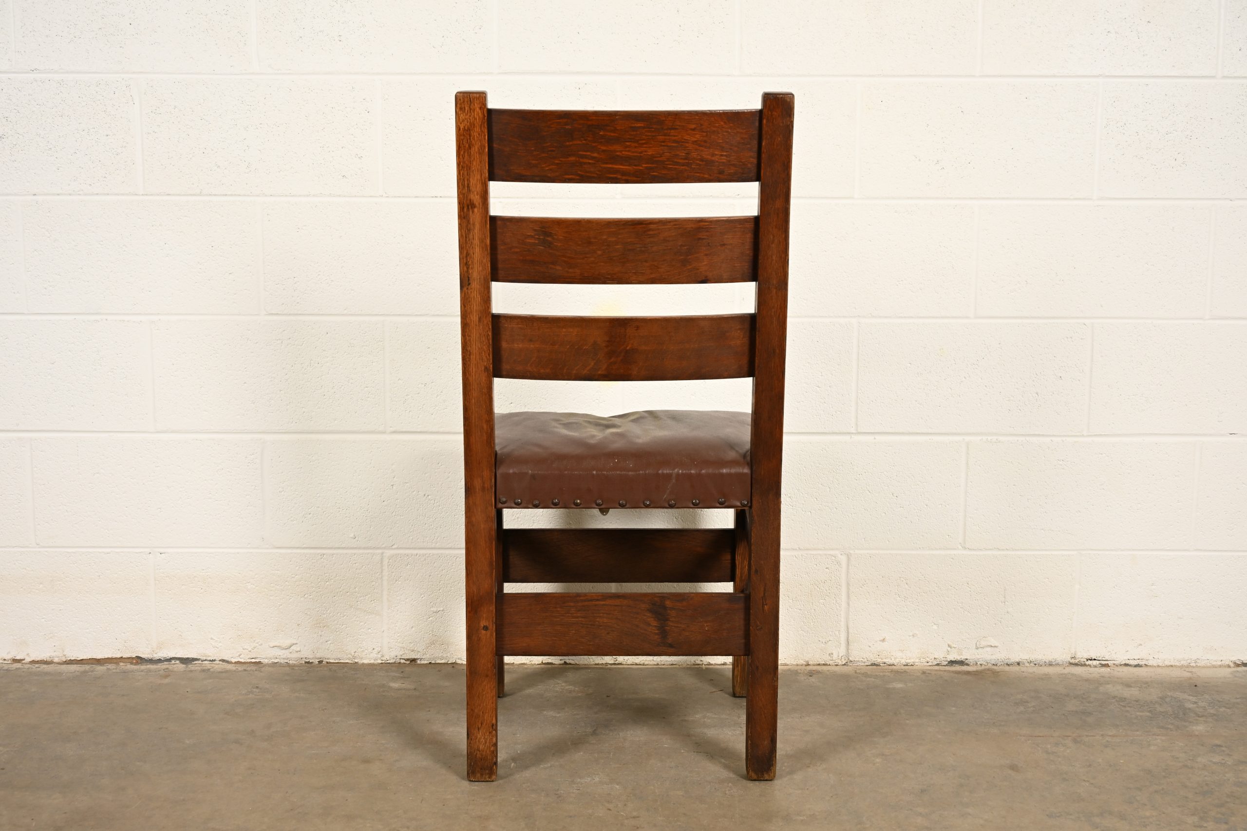 Gustav Stickley Antique Mission Oak Arts & Crafts Ladder Back Side Chair or Dining Chair, Circa 1910 - Image 11