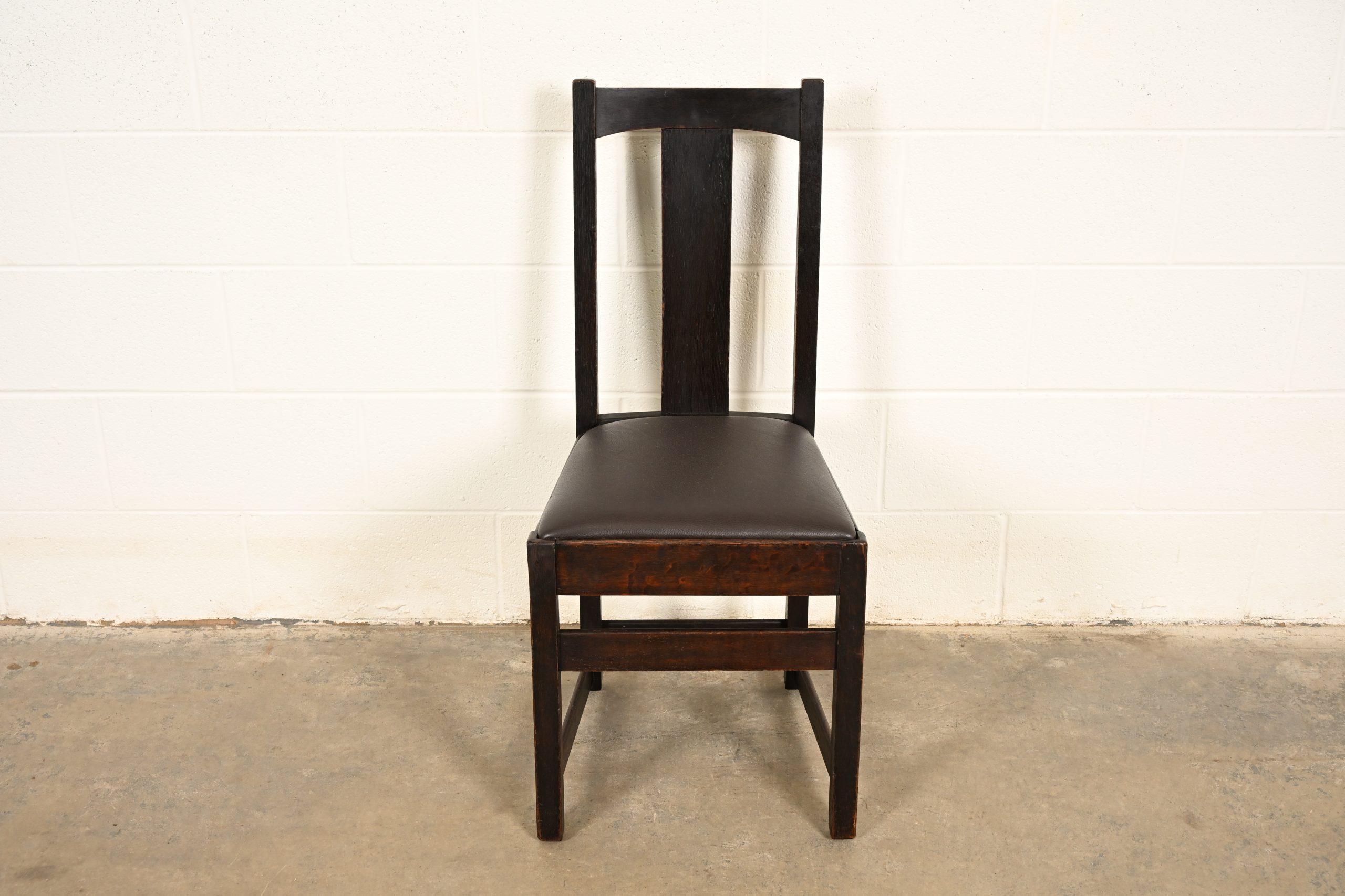 Limbert Antique Mission Oak Arts & Crafts T-Back Side Chair or Dining Chair, Circa 1910 - Image 2