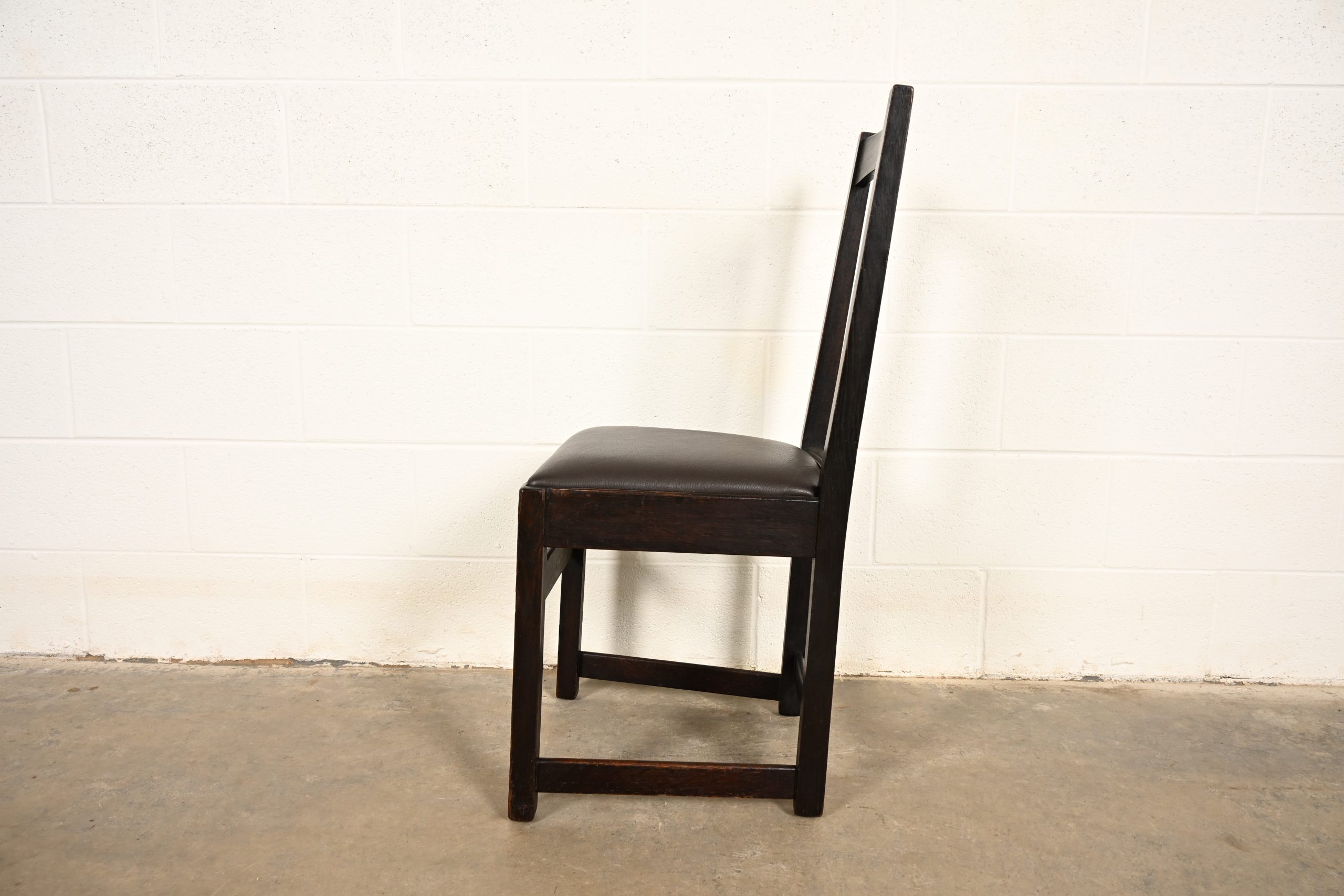 Limbert Antique Mission Oak Arts & Crafts T-Back Side Chair or Dining Chair, Circa 1910 - Image 8
