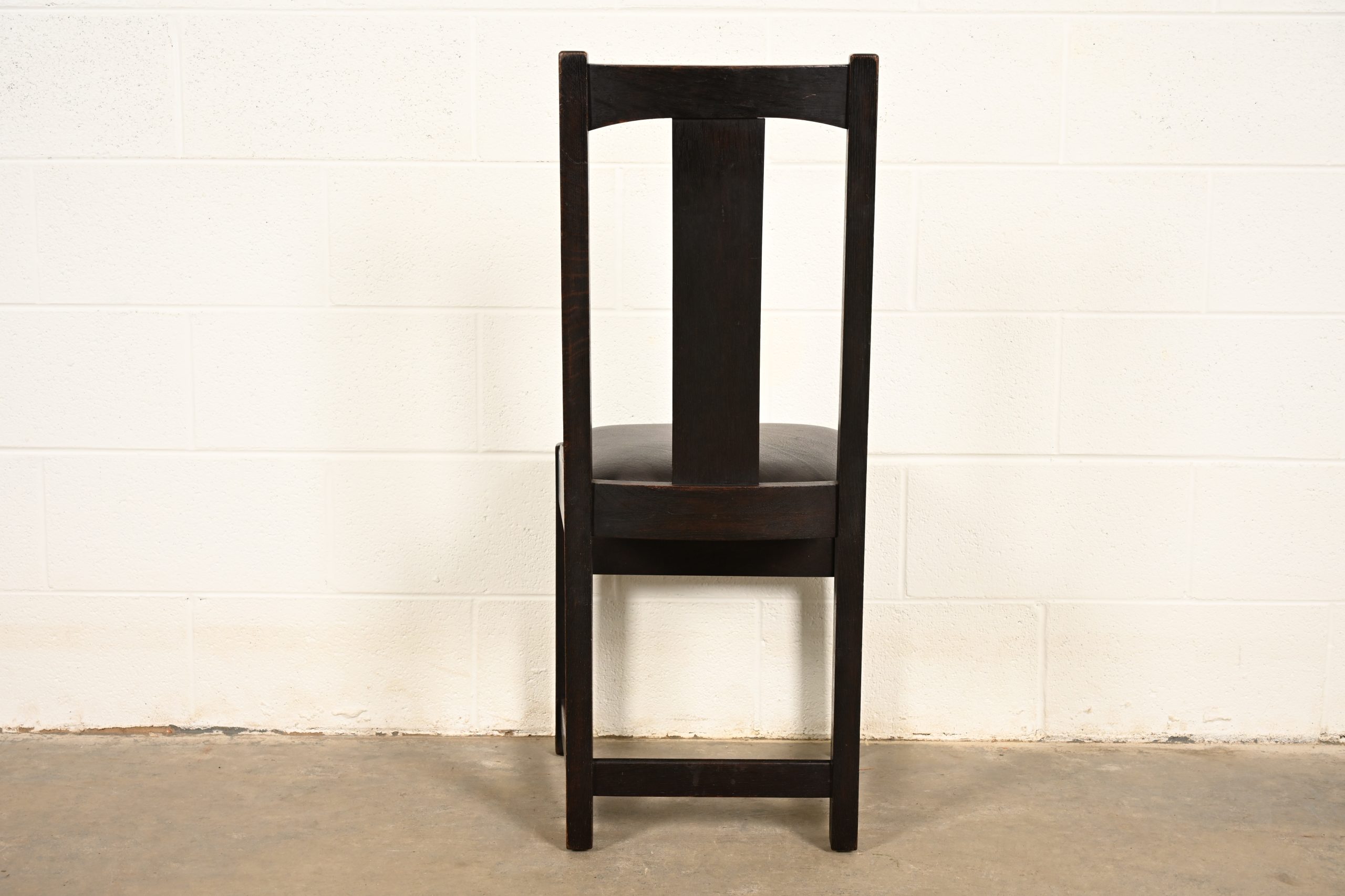 Limbert Antique Mission Oak Arts & Crafts T-Back Side Chair or Dining Chair, Circa 1910 - Image 9