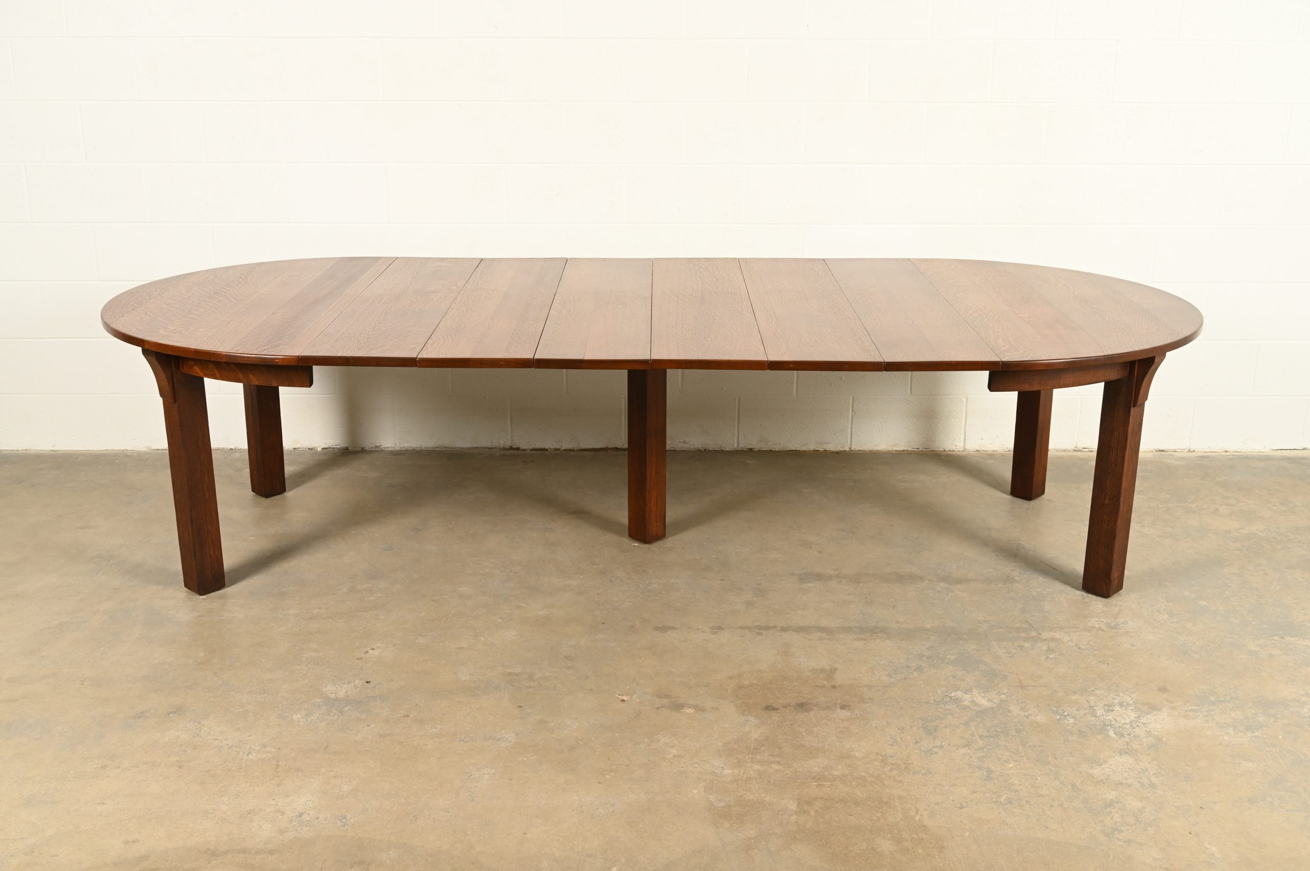 Limbert Antique Mission Oak Arts & Crafts Five-Leg Extension Dining Table, Newly Refinished - Image 7