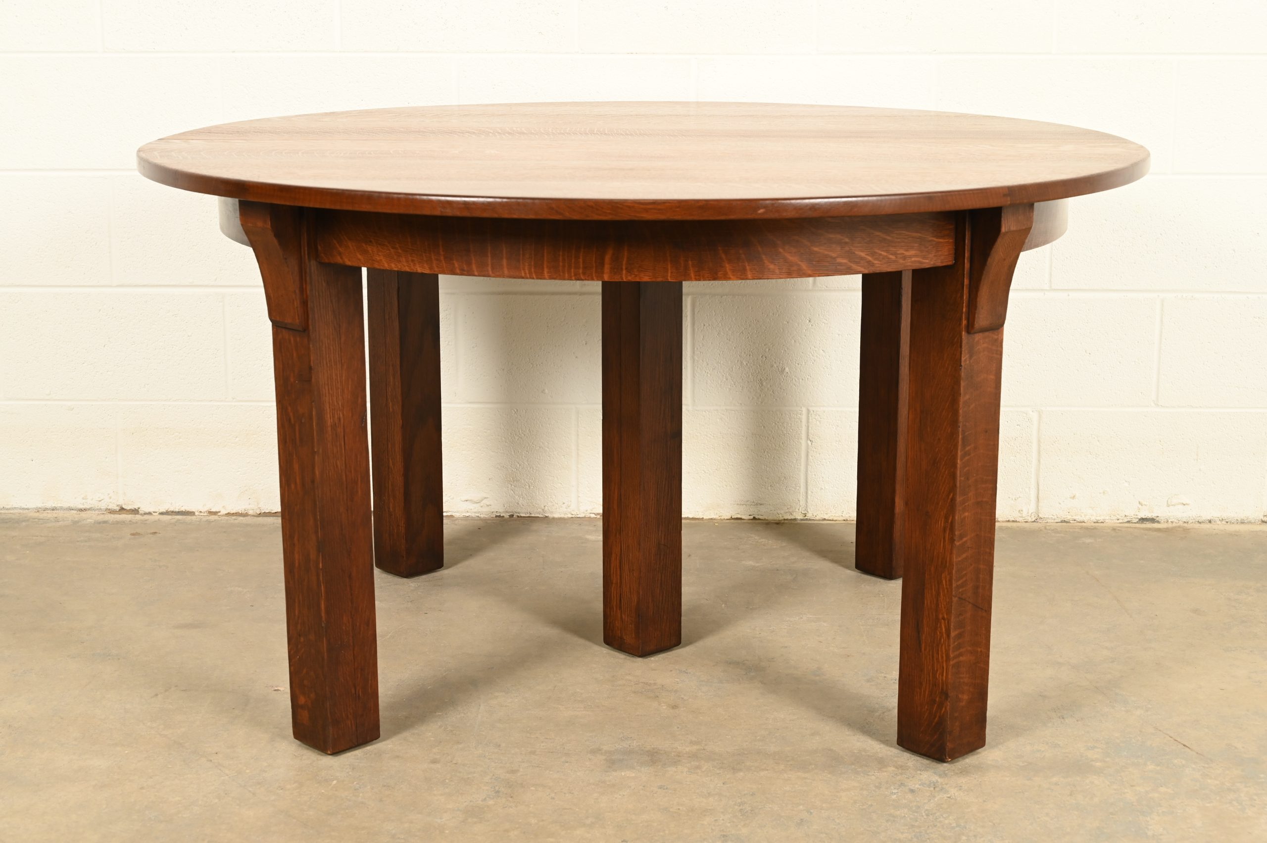Limbert Antique Mission Oak Arts & Crafts Five-Leg Extension Dining Table, Newly Refinished - Image 14