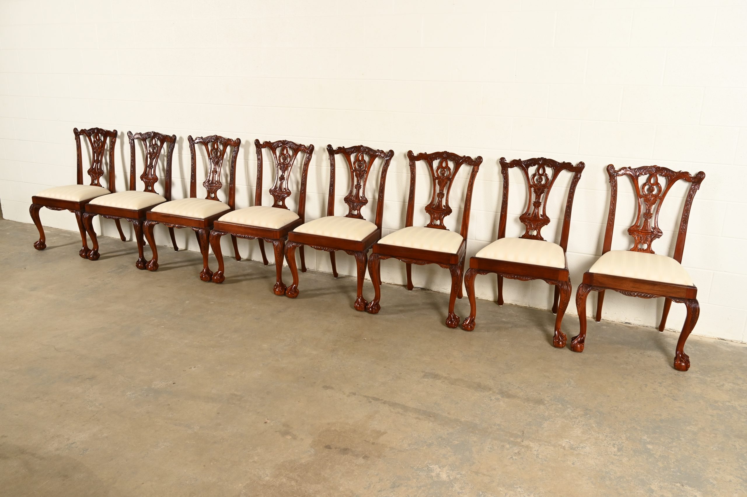 Baker Furniture Style Chippendale Carved Mahogany Dining Chairs, Set of Four - Image 13